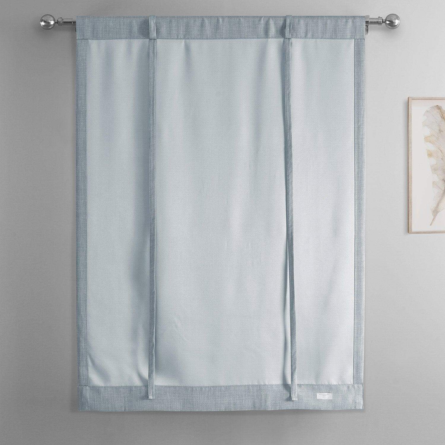 Heather Grey Textured Faux Linen Room Darkening Tie-Up Window Shade - Image 4