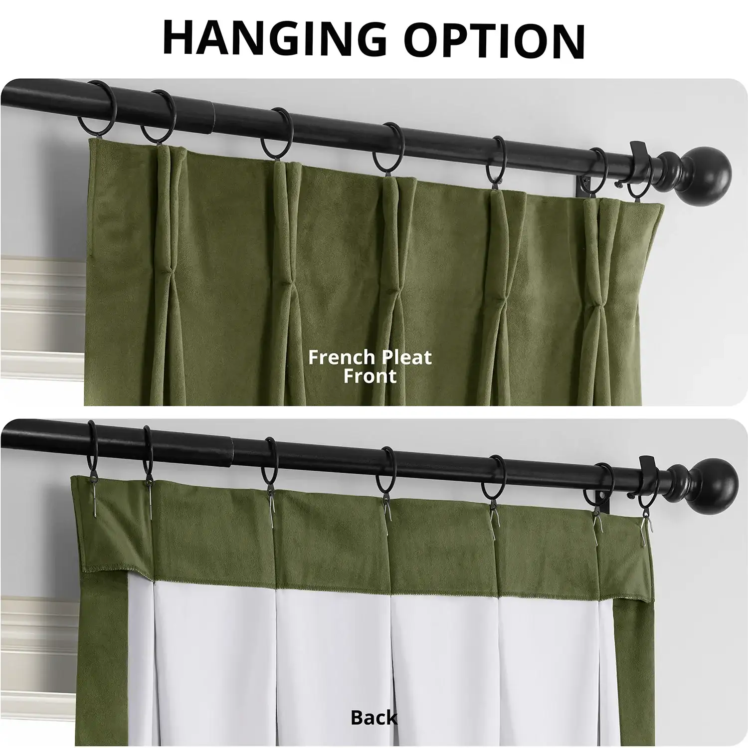 Hunter Green French Pleat Signature Velvet Blackout Curtain - Image 2