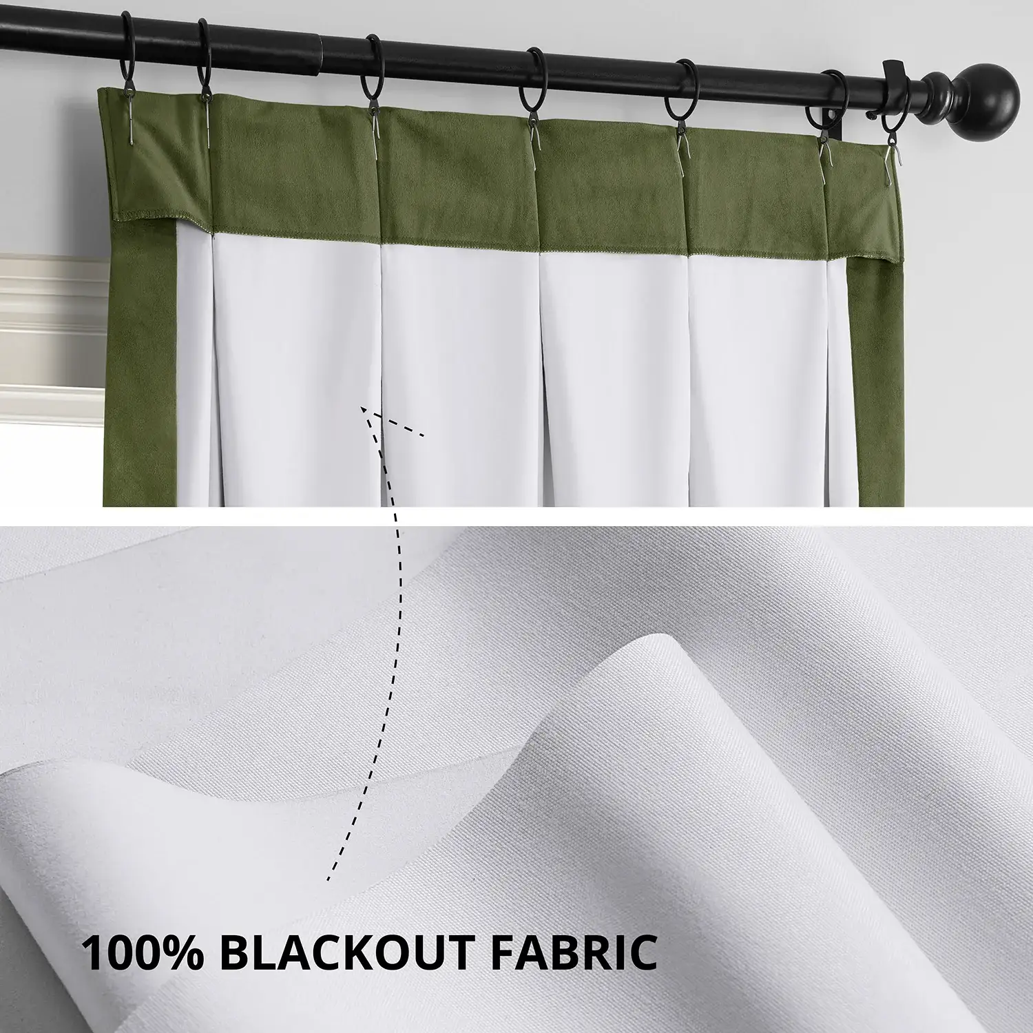 Hunter Green French Pleat Signature Velvet Blackout Curtain - Image 3