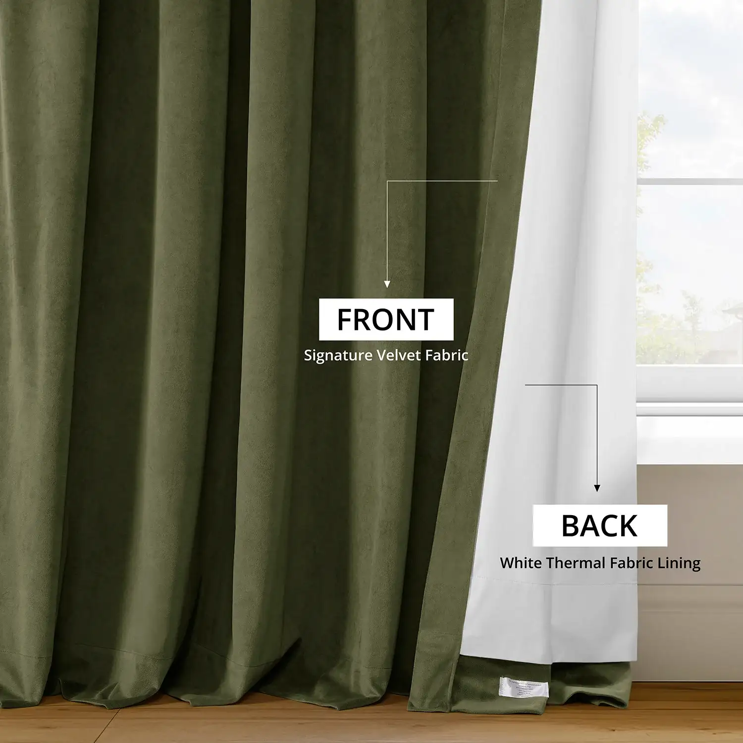 Hunter Green French Pleat Signature Velvet Blackout Curtain - Image 6