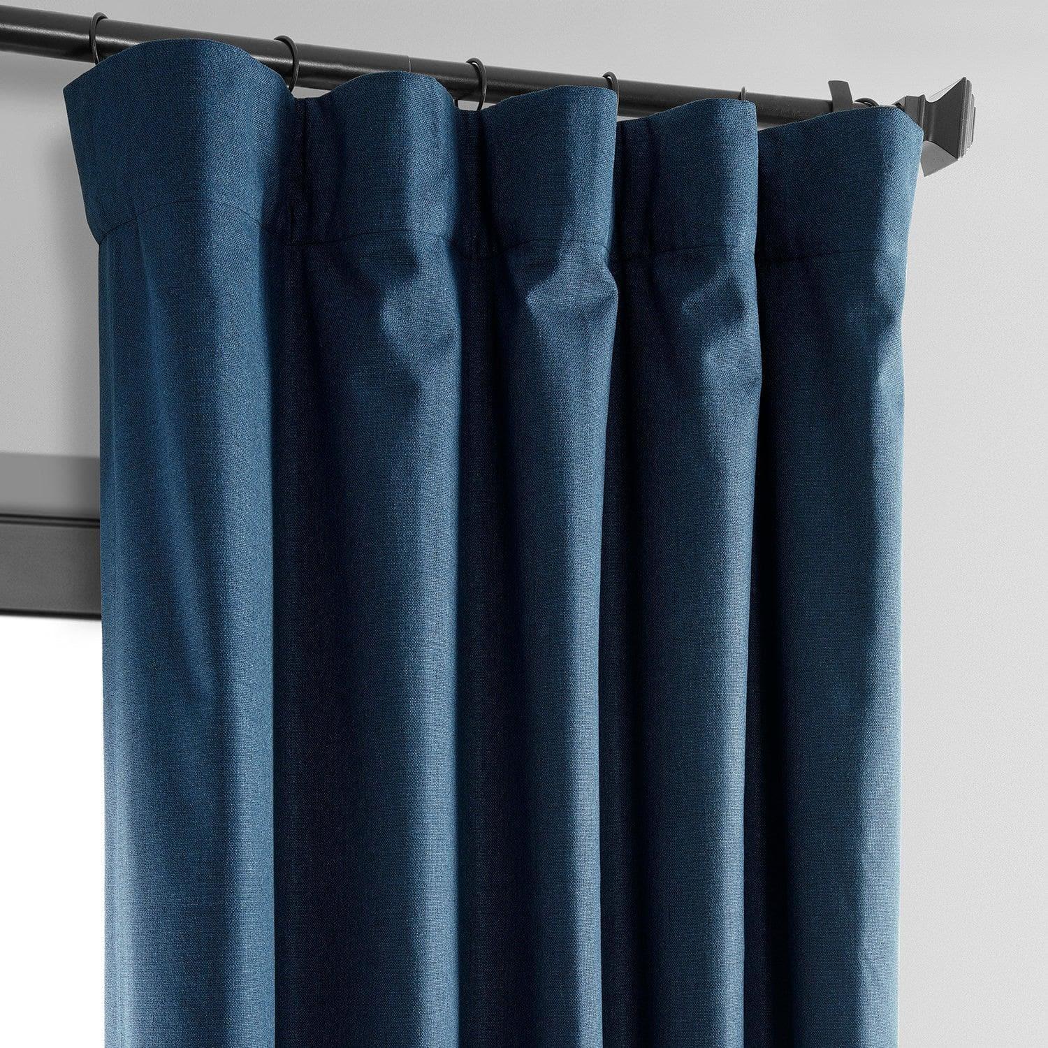 Indigo Thermal Cross Linen Weave Blackout Curtain - Image 2