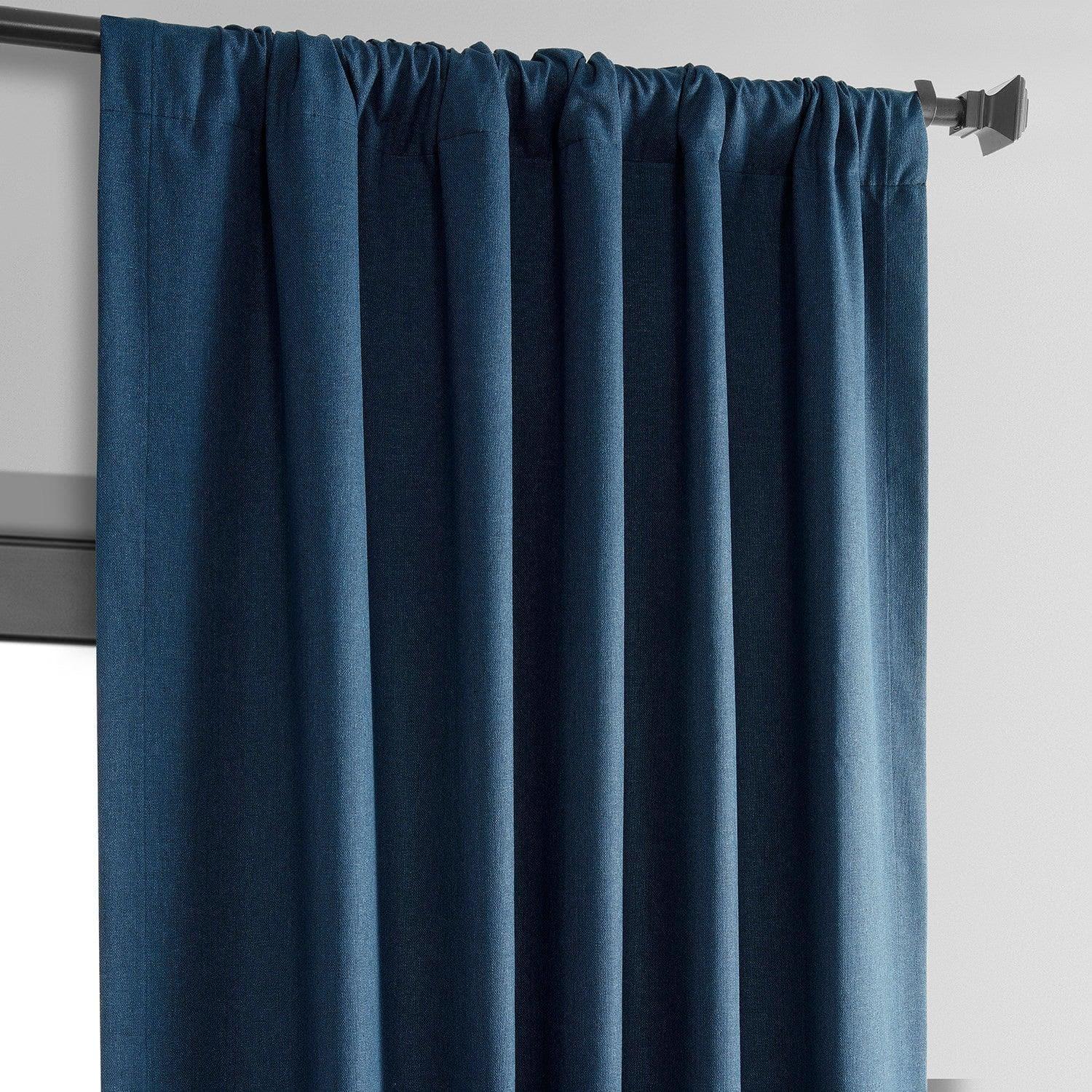 Indigo Thermal Cross Linen Weave Blackout Curtain - Image 3