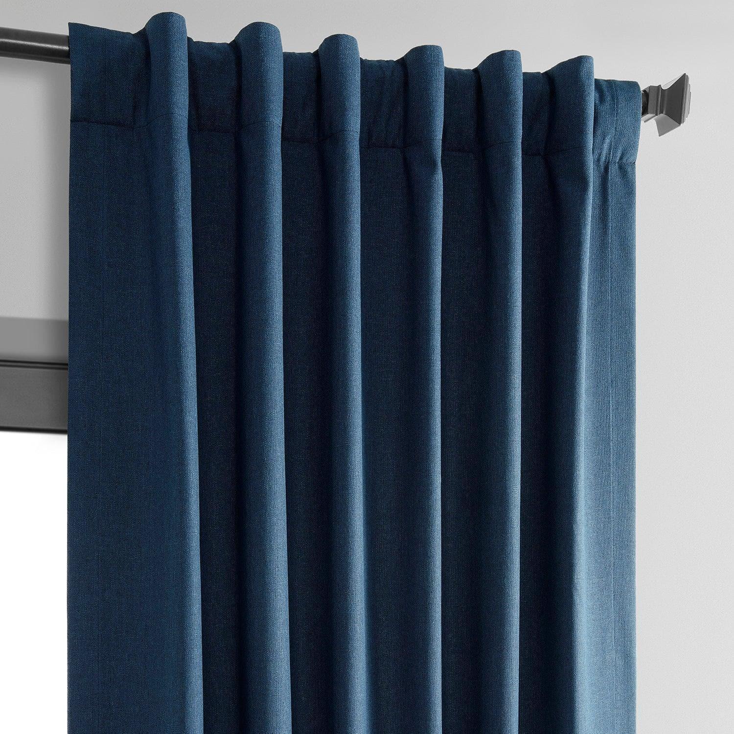 Indigo Thermal Cross Linen Weave Blackout Curtain - Image 4