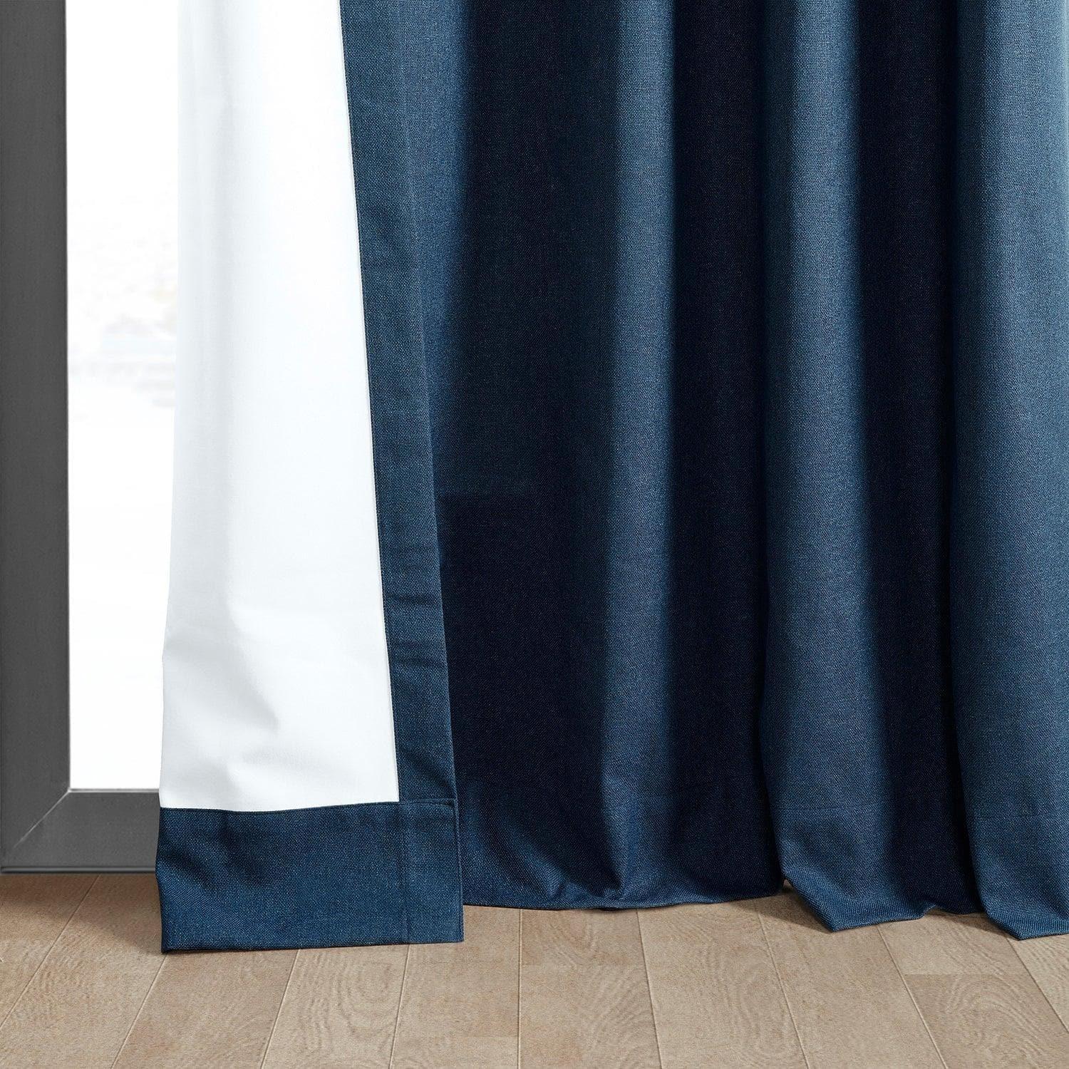 Indigo Thermal Cross Linen Weave Blackout Curtain - Image 5