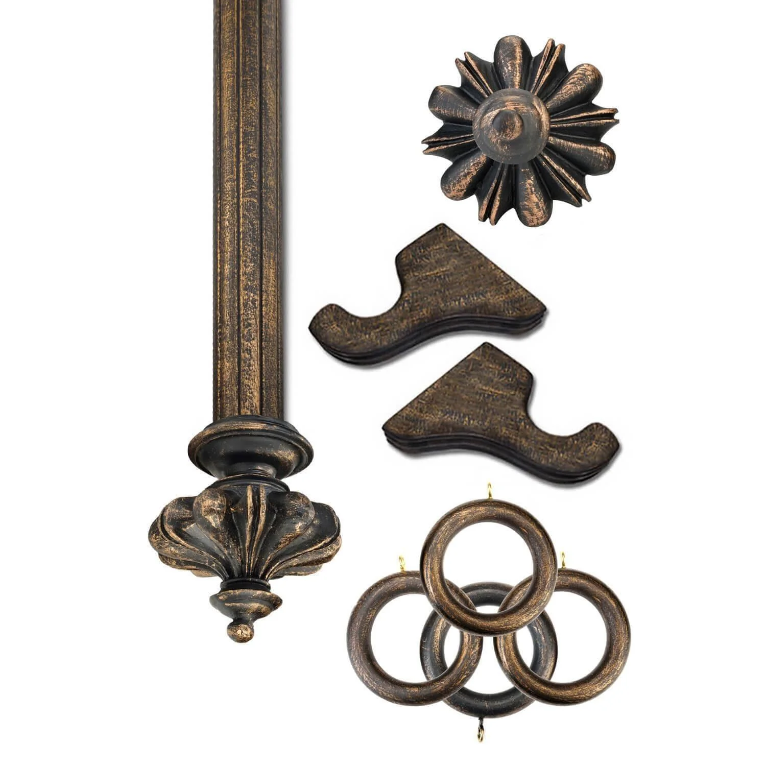 Istanbul Antique Bronze Wooden Rod Set
