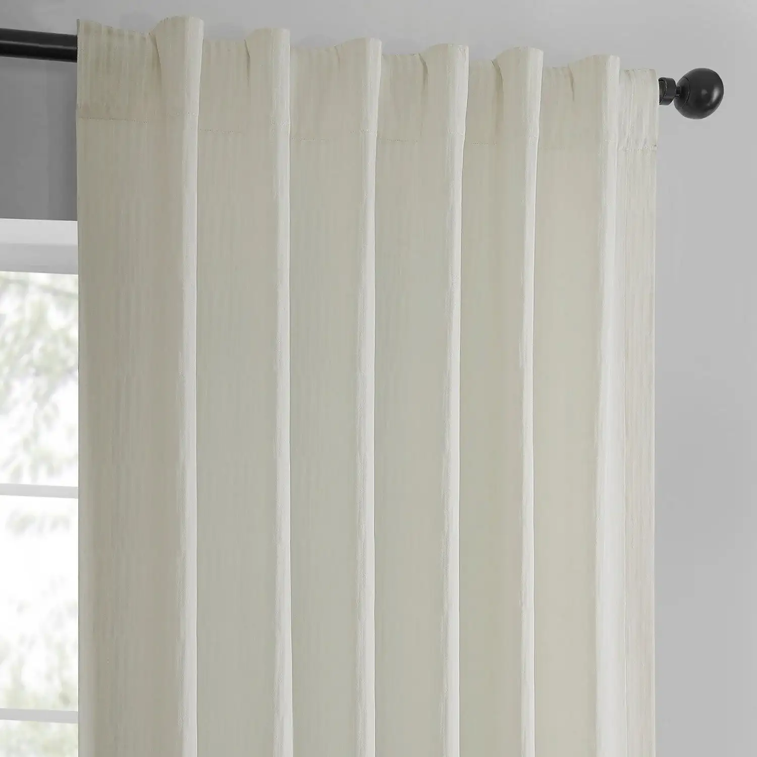 Ivory Abstract Lounge Embossed Velvet Room Darkening Curtain - Image 3