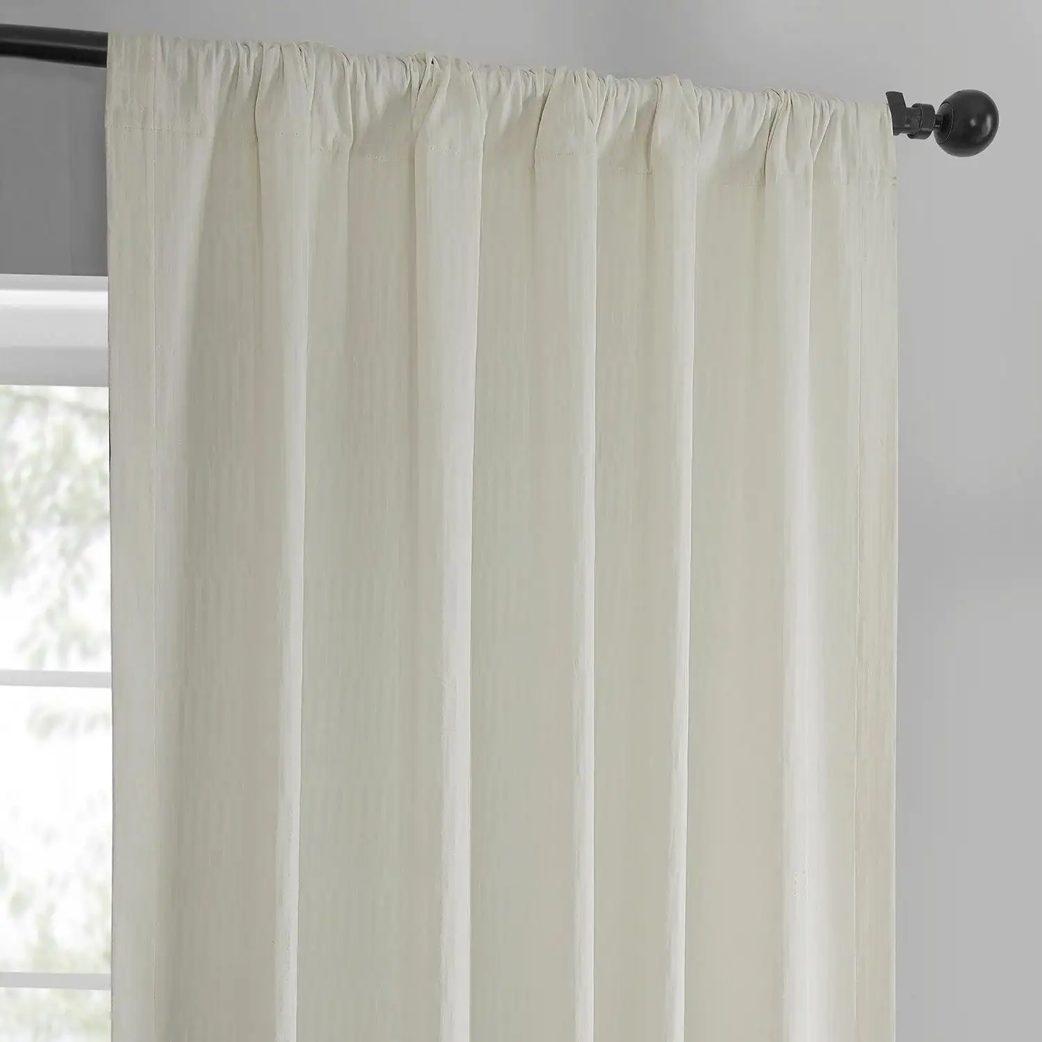 Ivory Abstract Lounge Embossed Velvet Room Darkening Curtain - Image 4