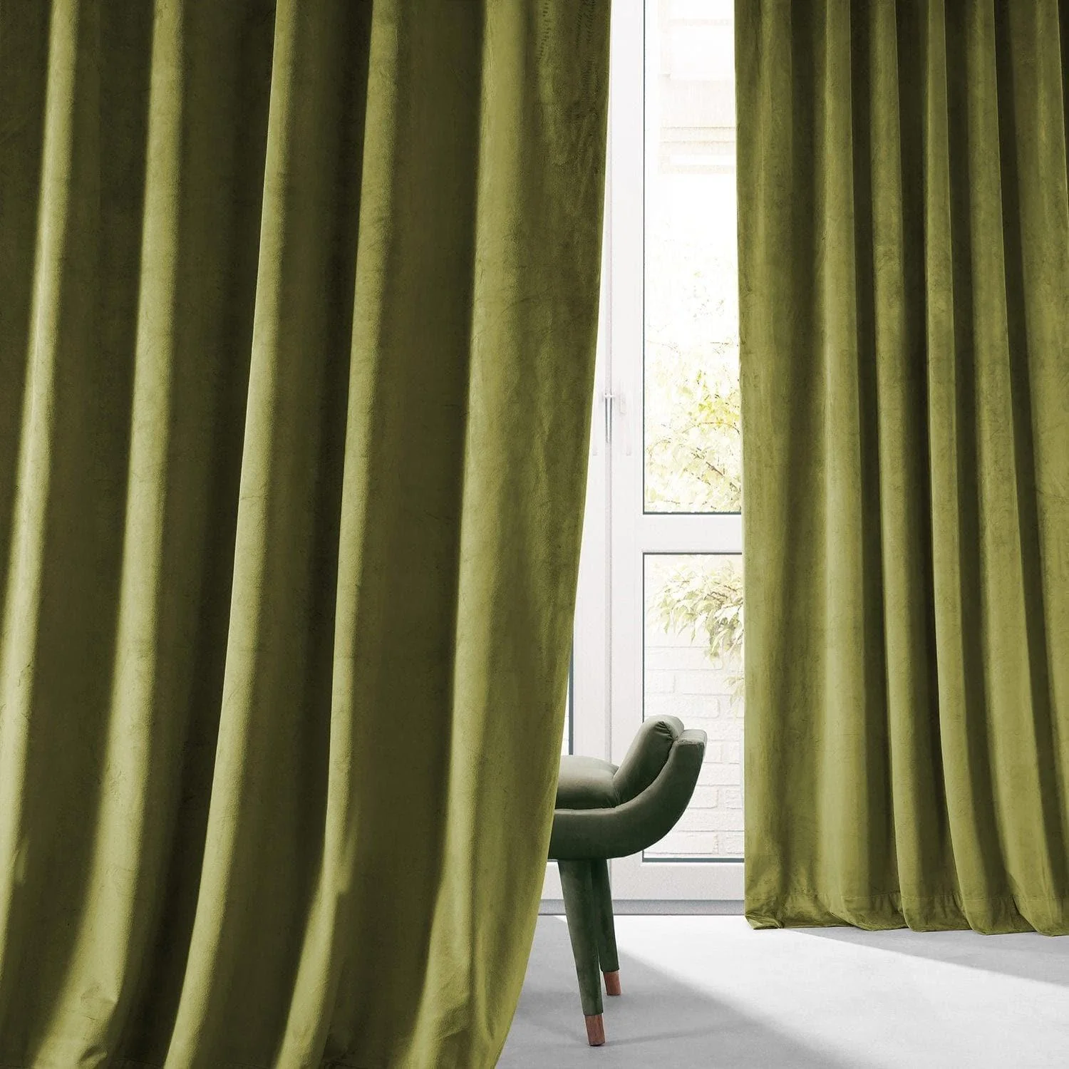 Jalapeno Green Signature Plush Velvet Hotel Blackout Curtain - Image 2