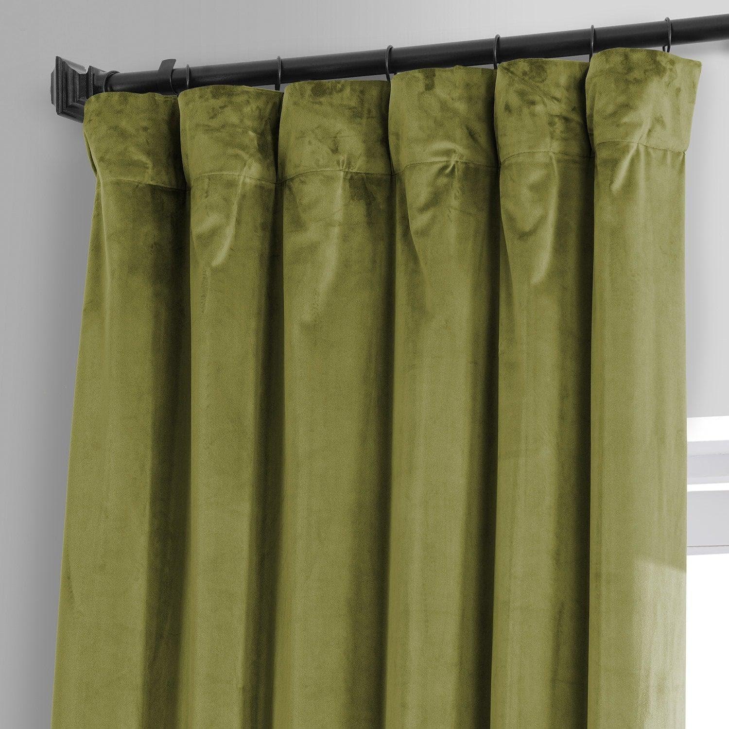 Jalapeno Green Signature Plush Velvet Hotel Blackout Curtain - Image 3