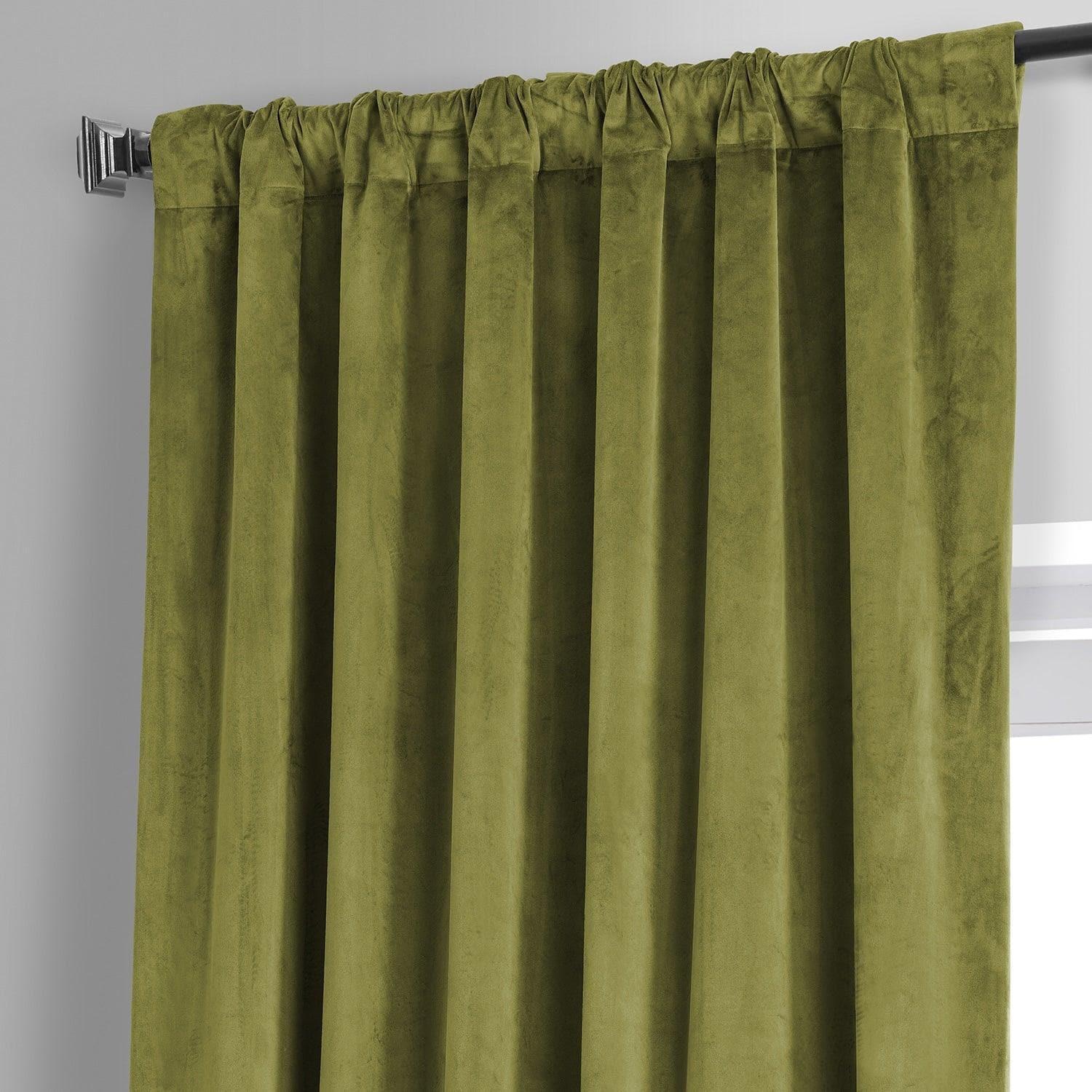 Jalapeno Green Signature Plush Velvet Hotel Blackout Curtain - Image 4
