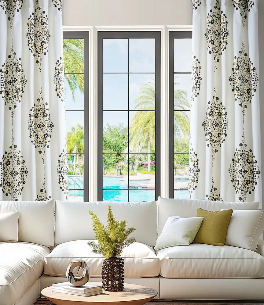 Kerala Gold Emblem Printed Cotton Custom Curtain