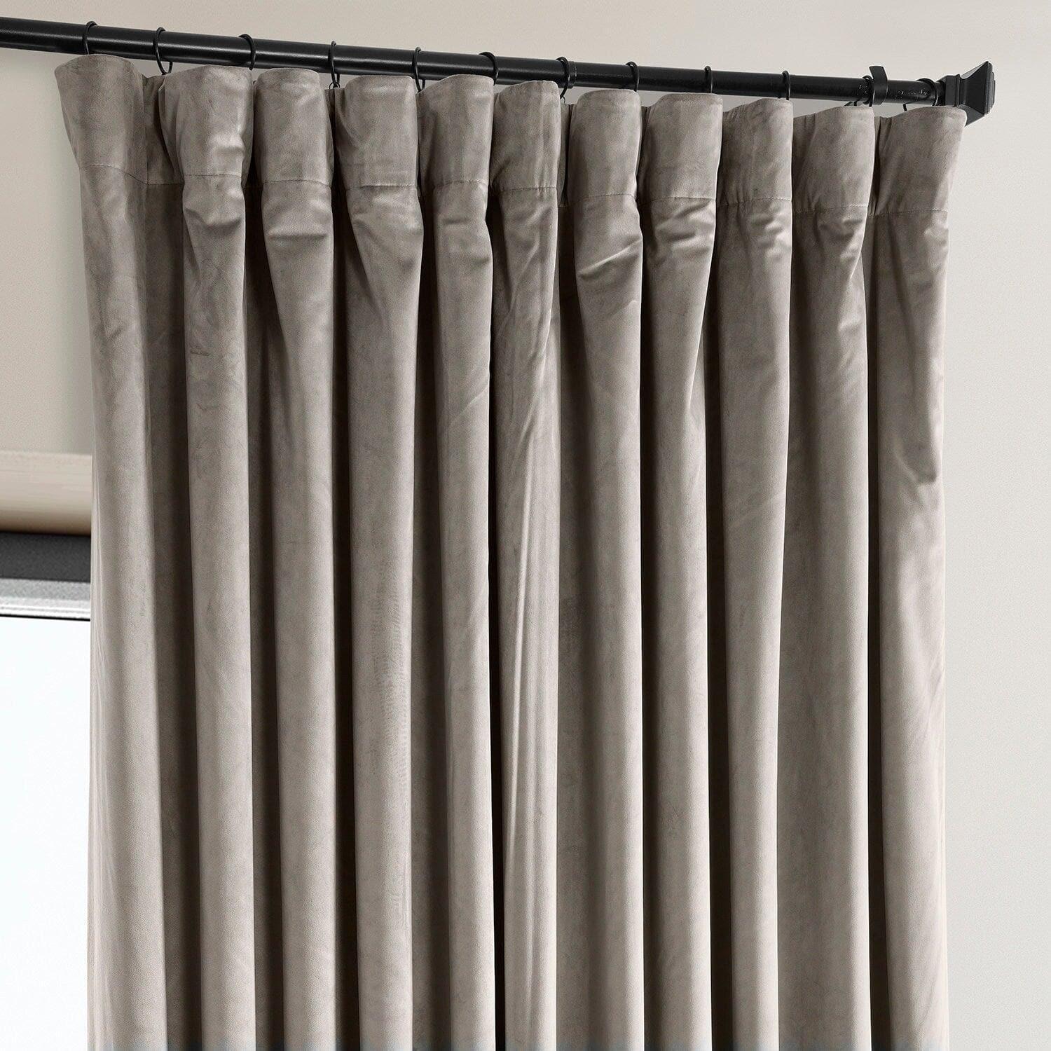 Library Taupe Extra Wide Signature Plush Velvet Hotel Blackout Curtain - Image 2