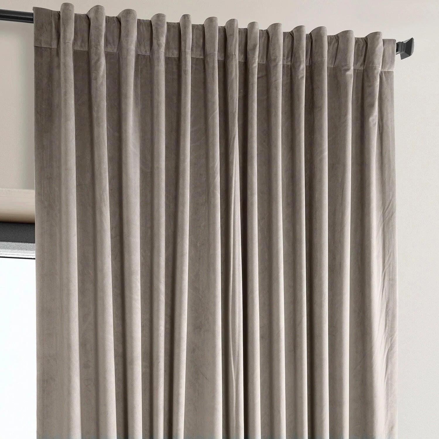 Library Taupe Extra Wide Signature Plush Velvet Hotel Blackout Curtain - Image 3