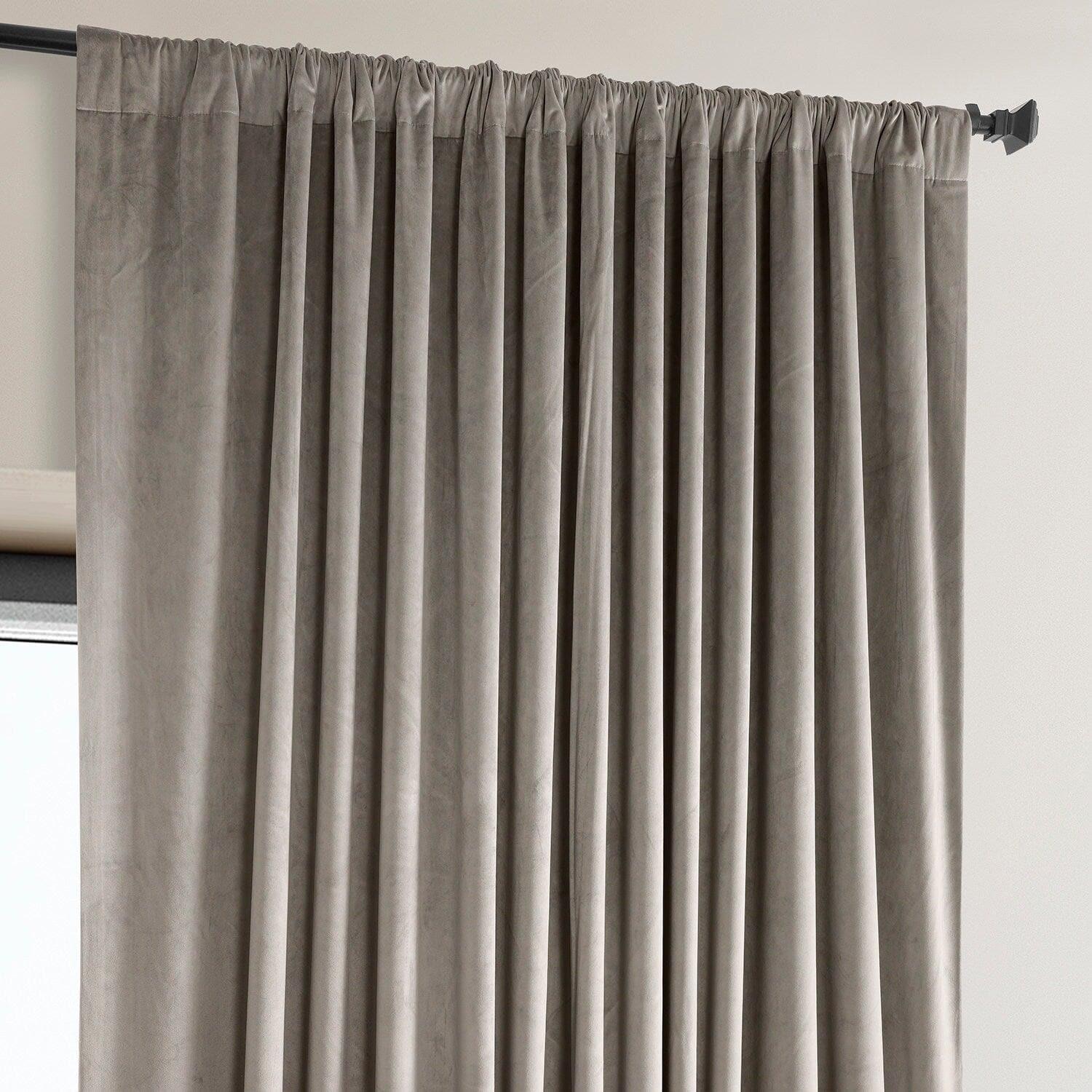 Library Taupe Extra Wide Signature Plush Velvet Hotel Blackout Curtain - Image 4