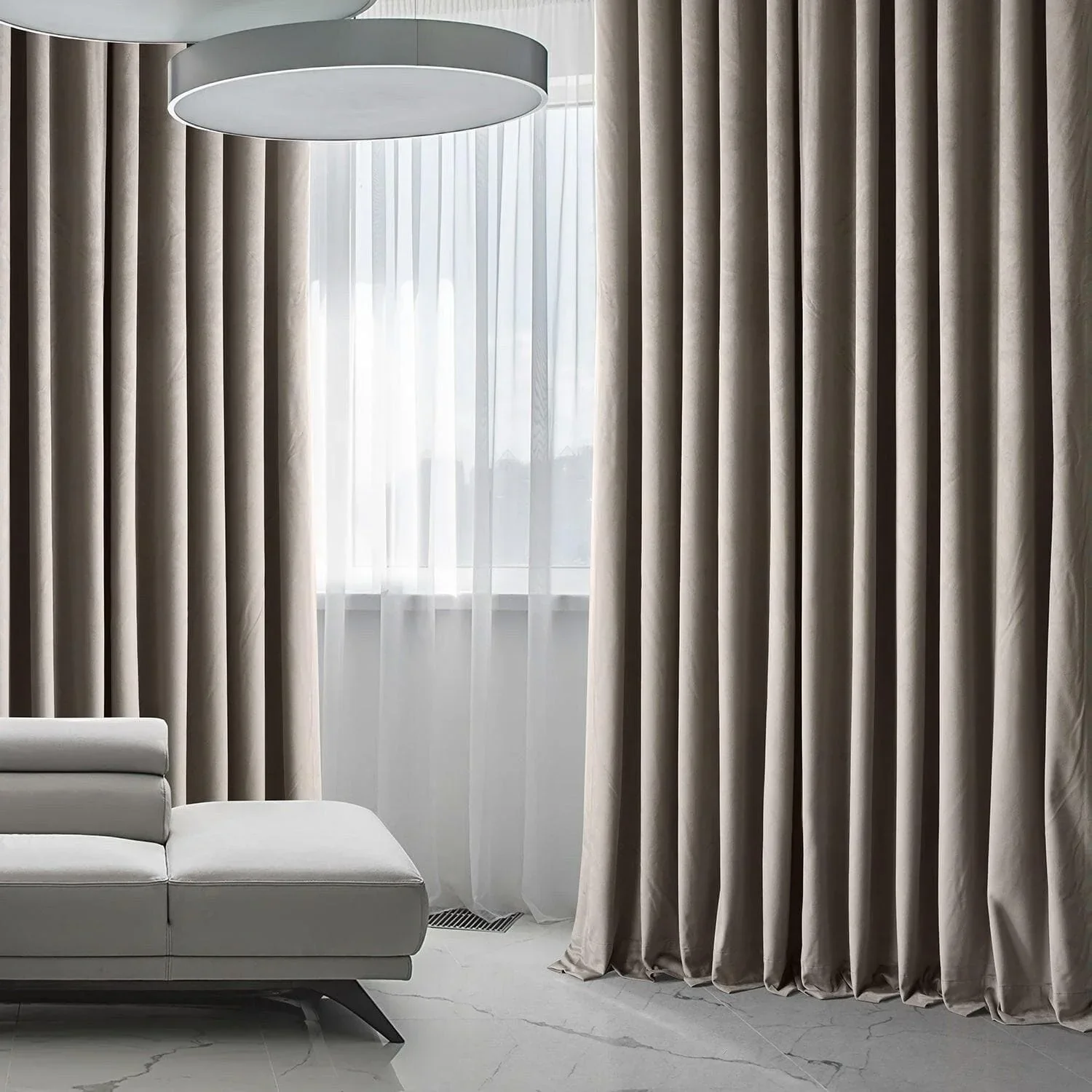 Library Taupe Extra Wide Signature Plush Velvet Hotel Blackout Curtain - Image 6