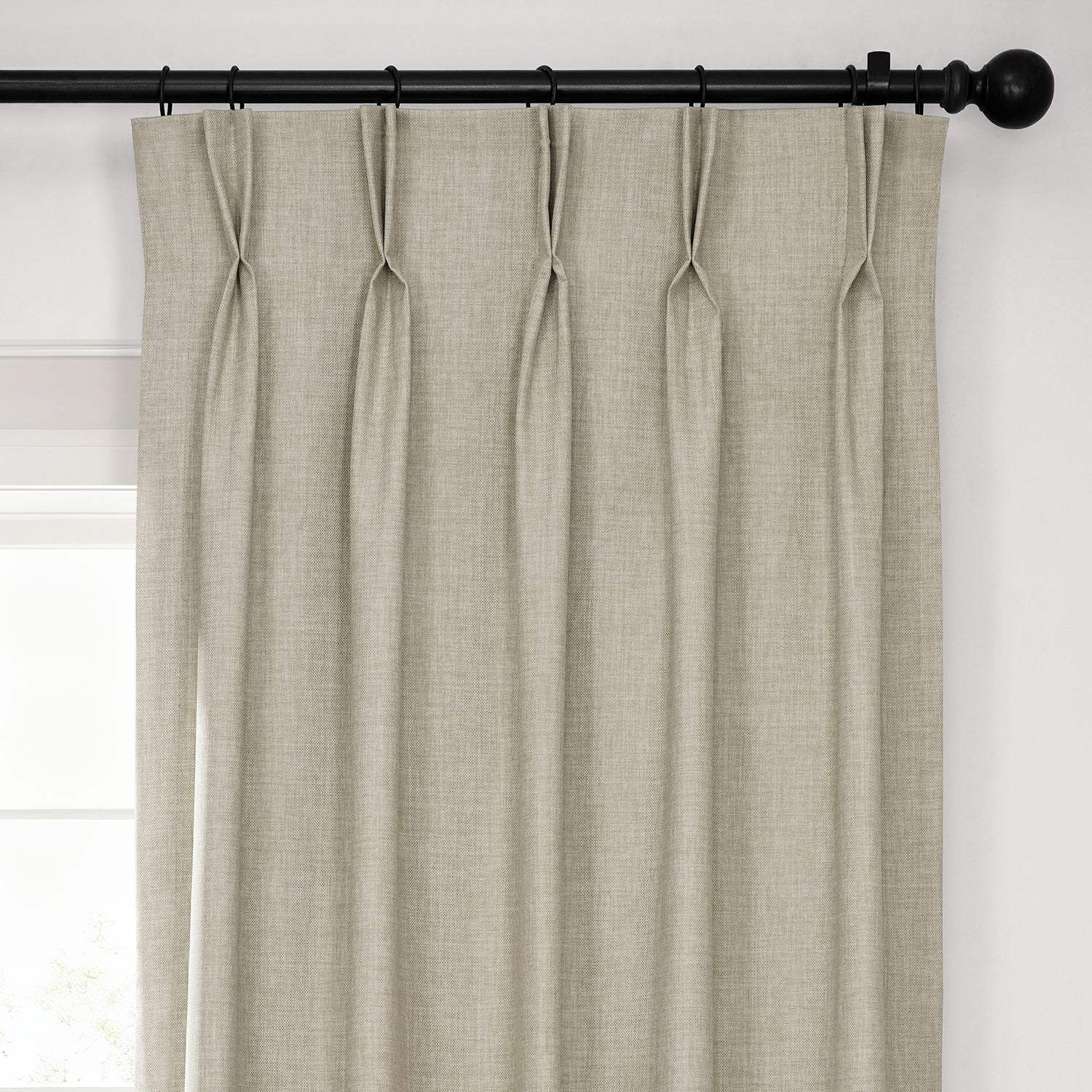 Light Beige French Pleat Performance Linen Hotel Blackout Curtain - Image 2