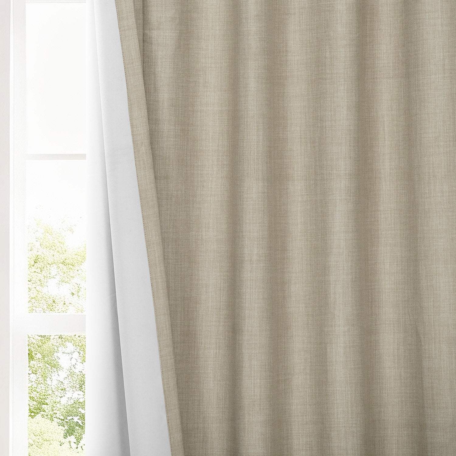 Light Beige French Pleat Performance Linen Hotel Blackout Curtain - Image 3