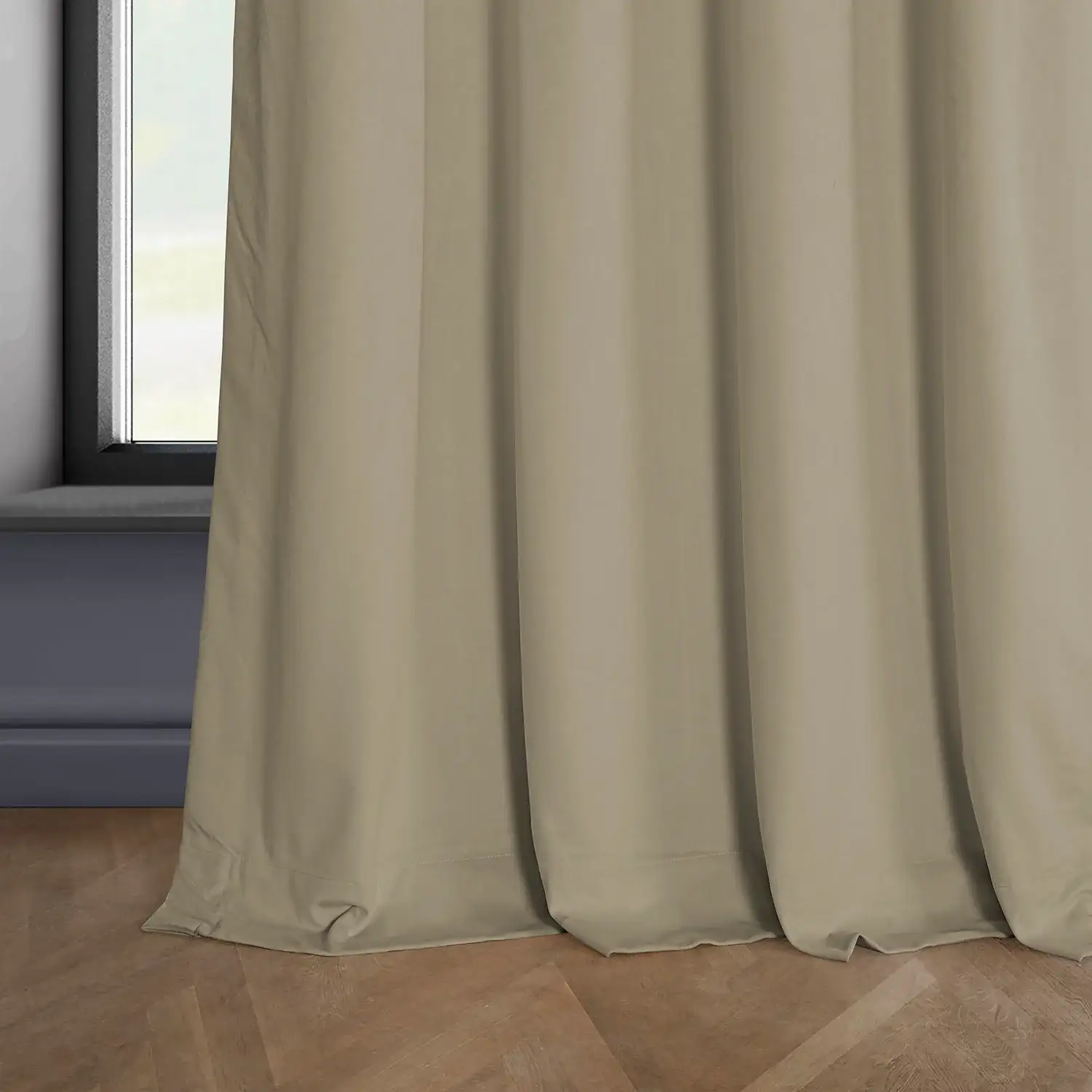 Light Beige Heritage Plush Velvet Custom Curtain - Image 3