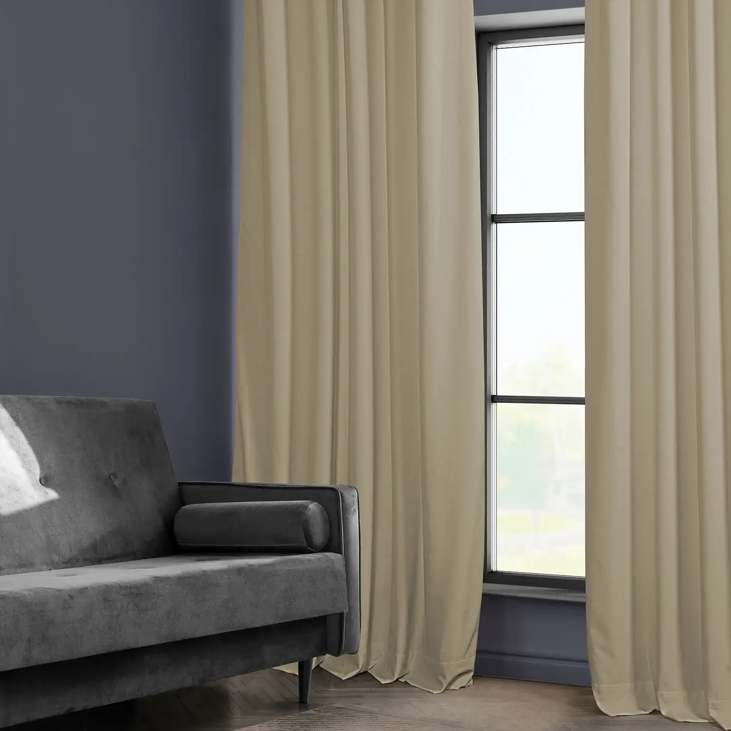 Light Beige Heritage Plush Velvet Custom Curtain - Image 4