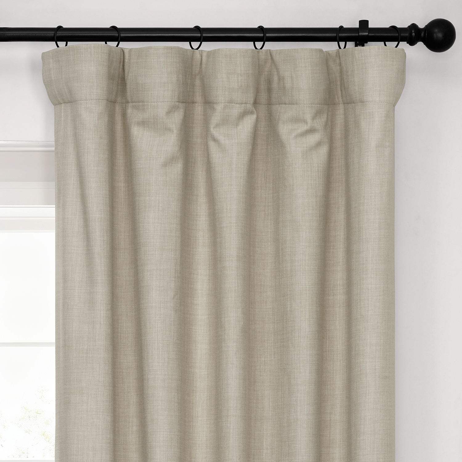 Light Beige Performance Linen Hotel Blackout Curtain - Image 2