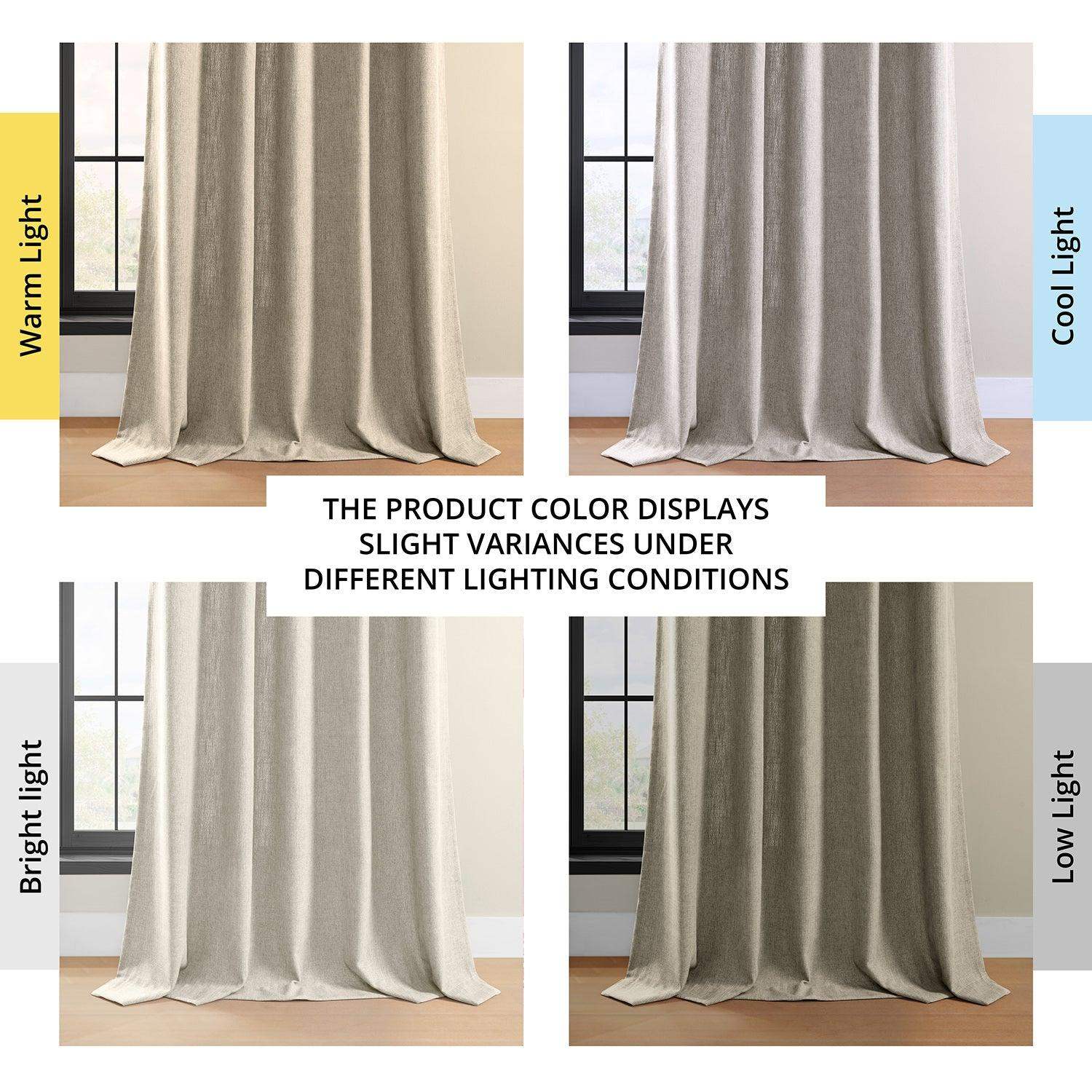 Light Beige Simply Faux Linen Semi-Sheer Curtain Pair (2 Panels) - Image 7