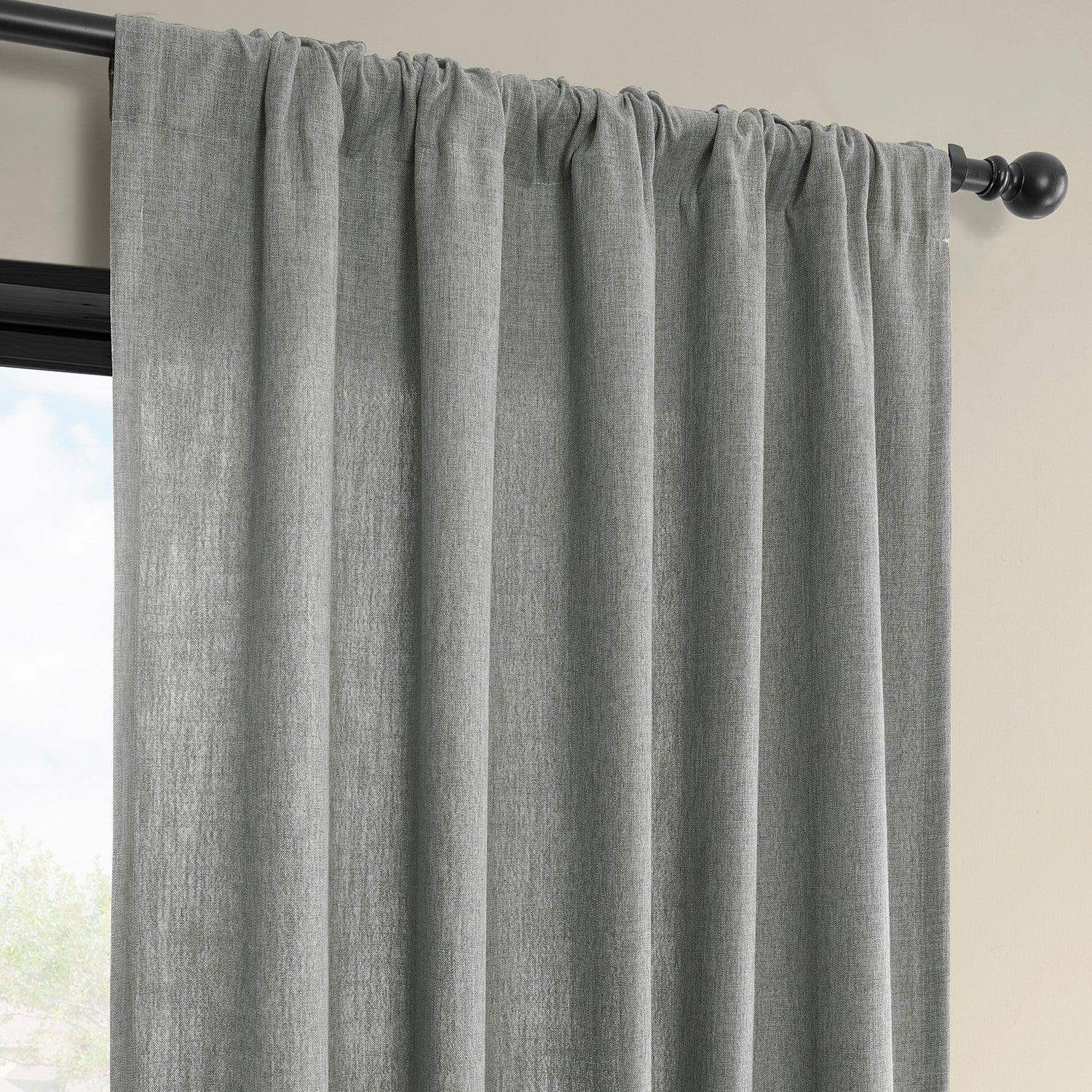 Light Grey Simply Faux Linen Semi-Sheer Curtain Pair (2 Panels) - Image 4