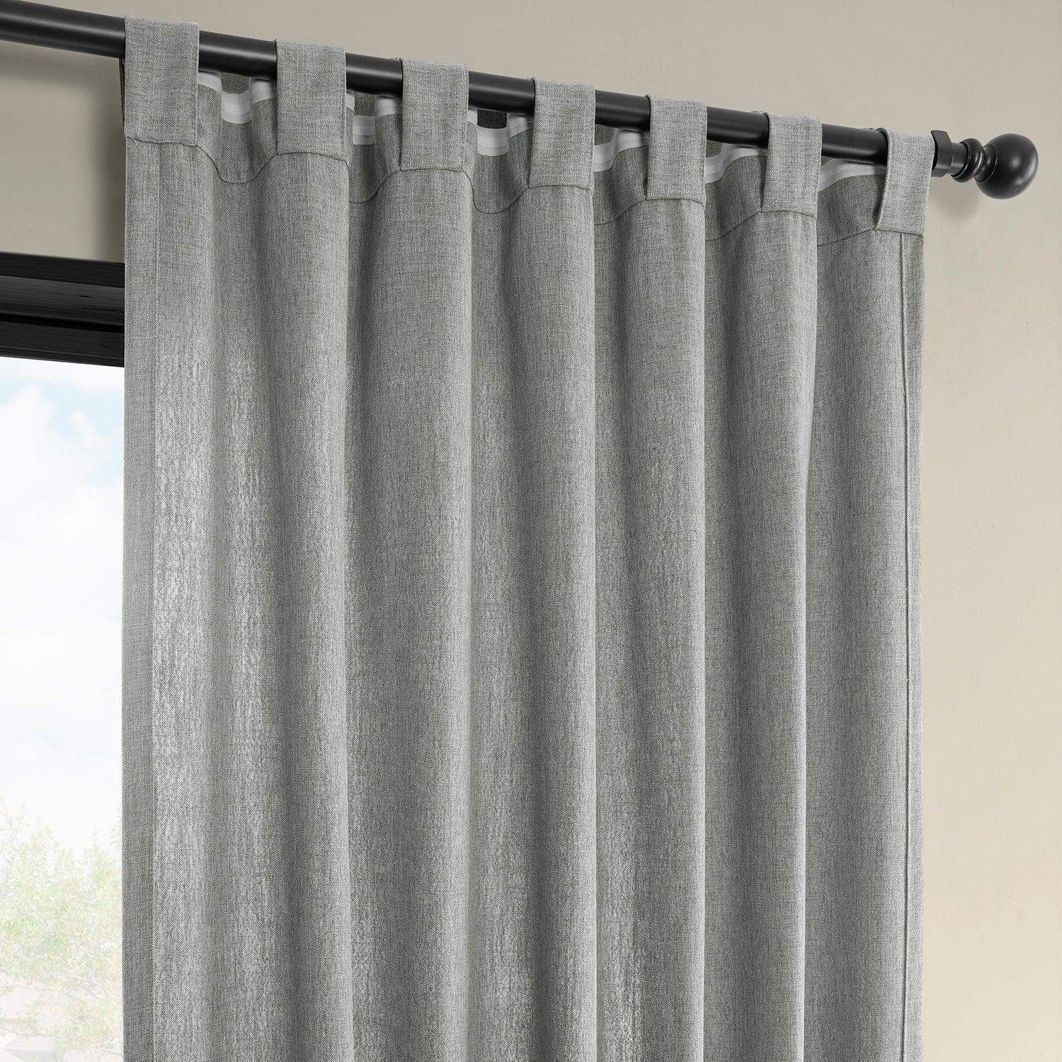 Light Grey Simply Faux Linen Semi-Sheer Curtain Pair (2 Panels) - Image 5