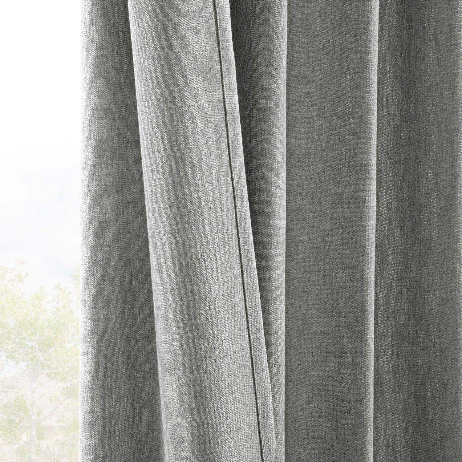 Light Grey Simply Faux Linen Semi-Sheer Curtain Pair (2 Panels) - Image 6