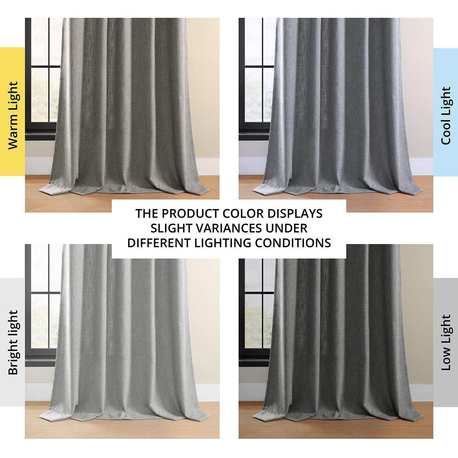 Light Grey Simply Faux Linen Semi-Sheer Curtain Pair (2 Panels) - Image 7