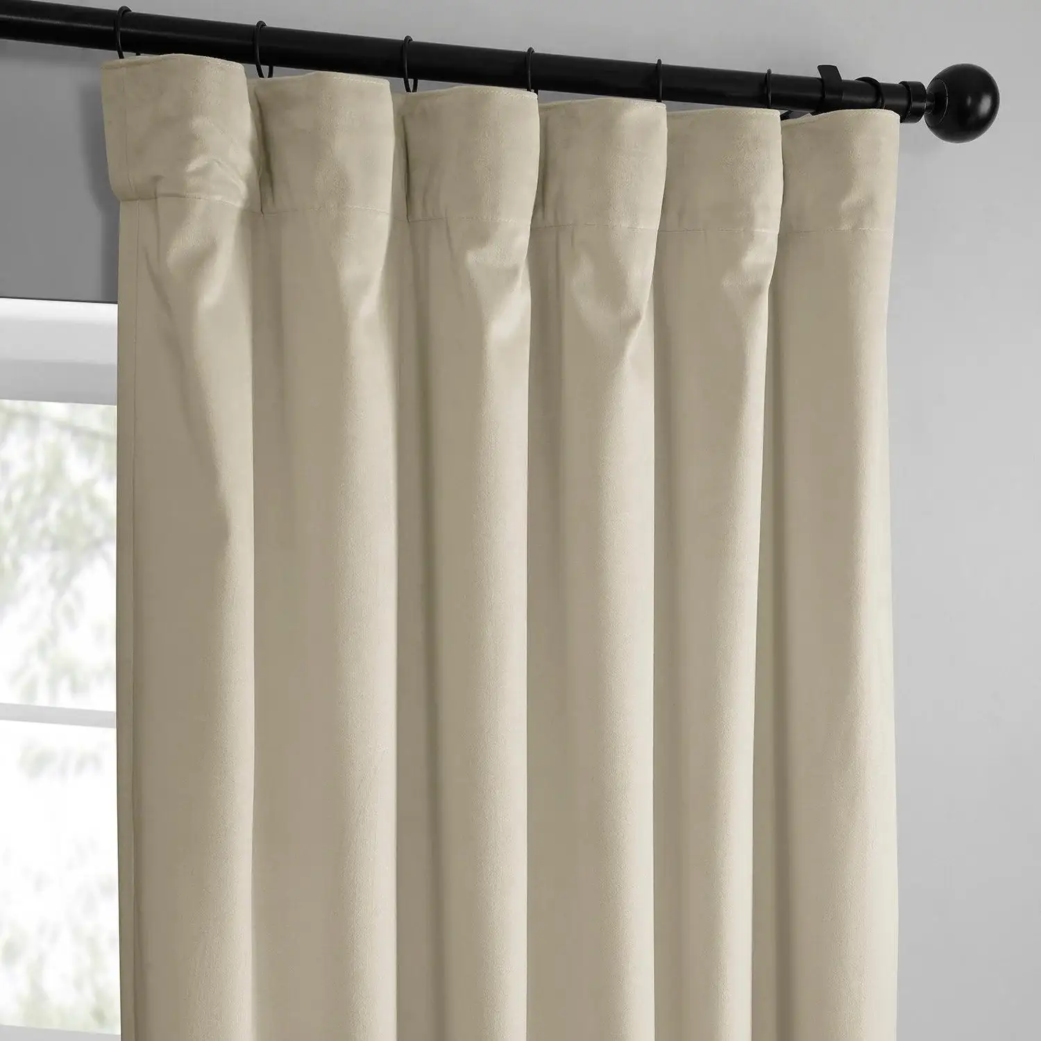 Light Ivory Simply Velvet Room Darkening Curtain Pair (2 Panels) - Image 2