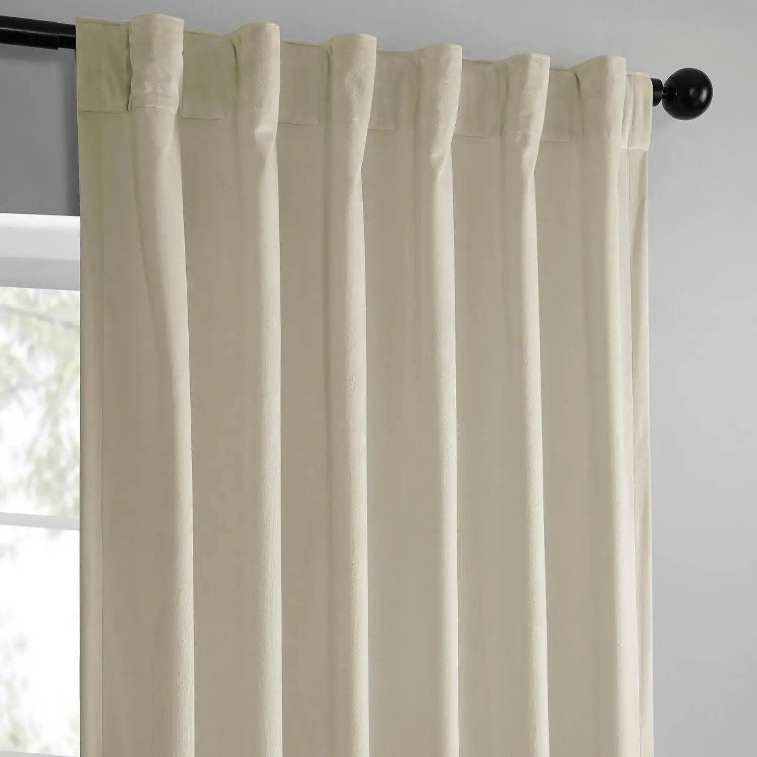 Light Ivory Simply Velvet Room Darkening Curtain Pair (2 Panels) - Image 3