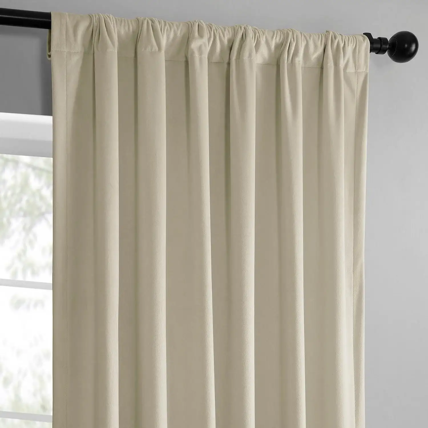 Light Ivory Simply Velvet Room Darkening Curtain Pair (2 Panels) - Image 4