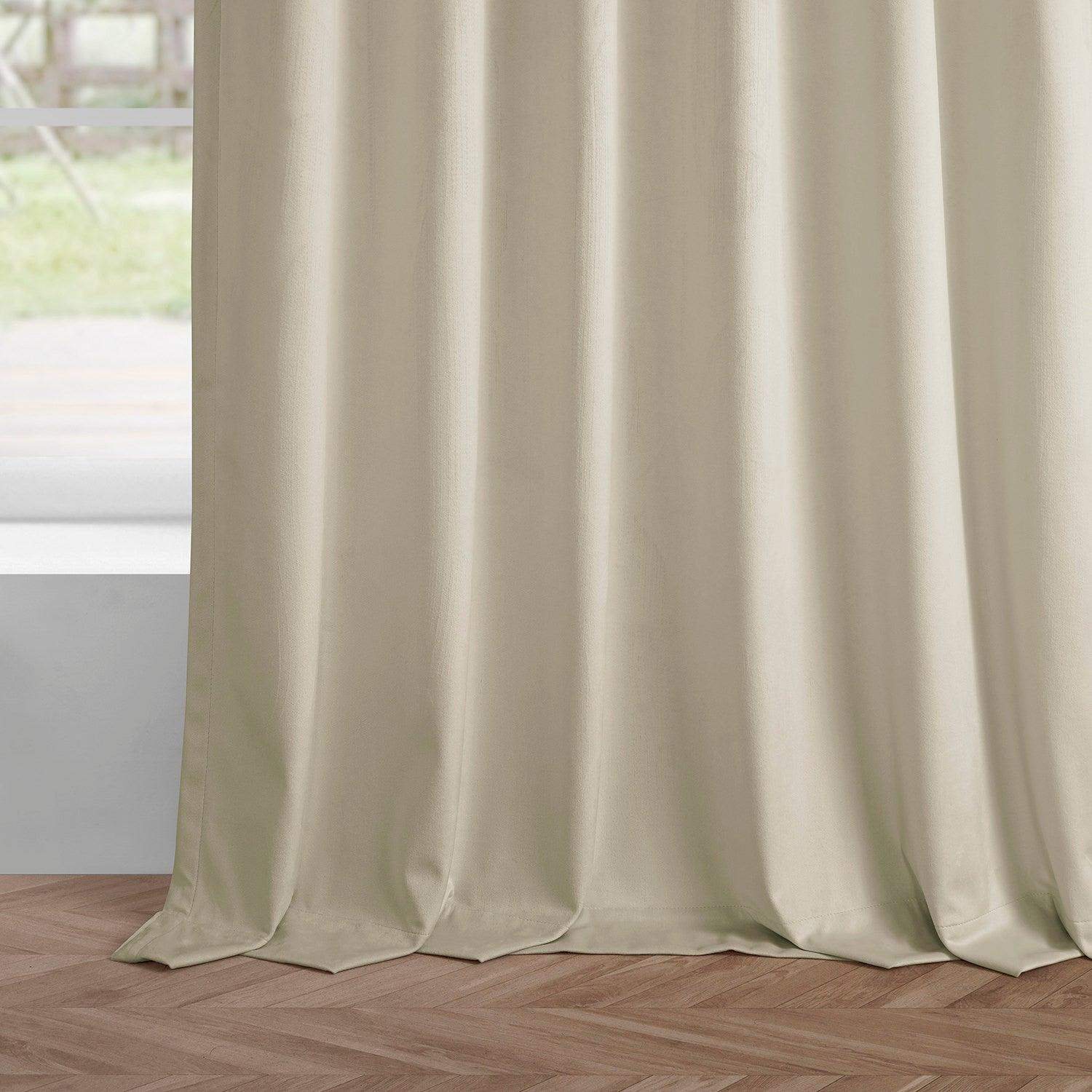 Light Ivory Simply Velvet Room Darkening Curtain Pair (2 Panels) - Image 5