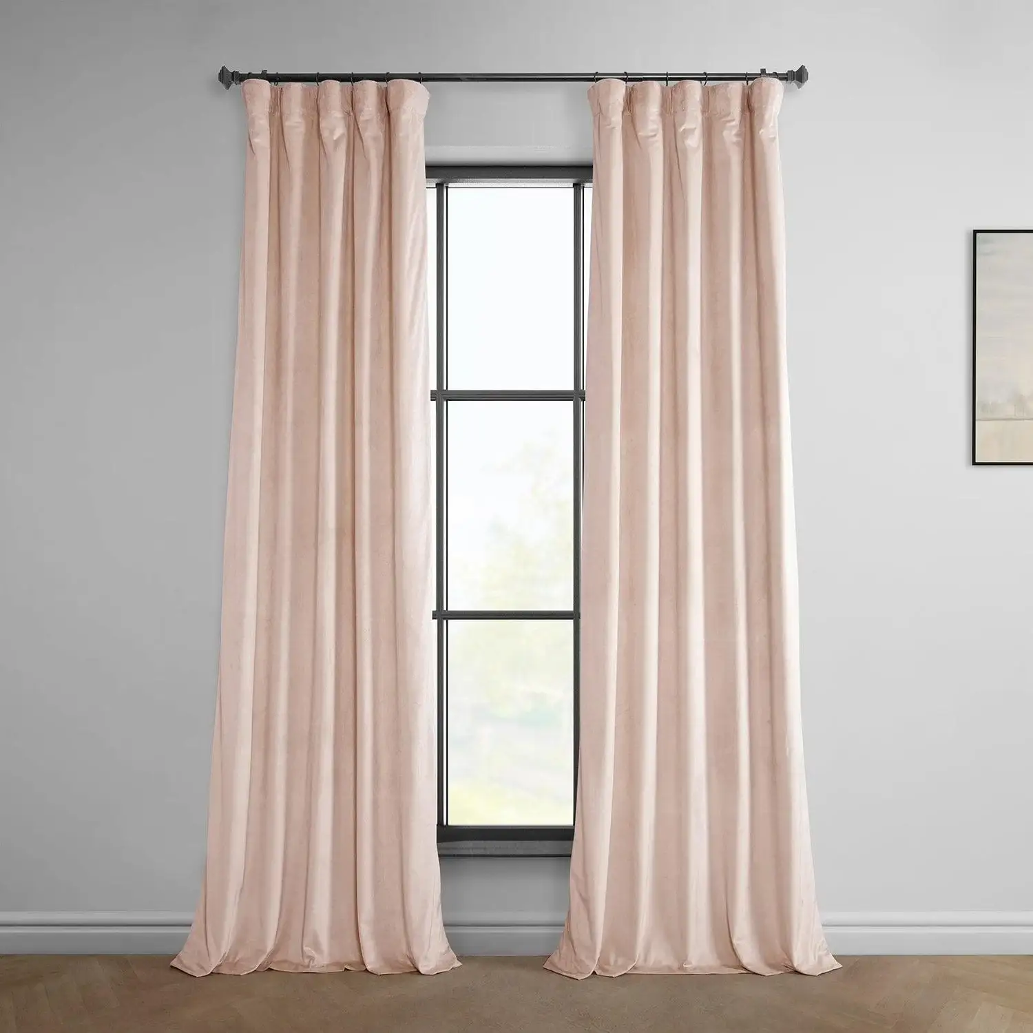 Light Pink Heritage Plush Velvet Room Darkening Curtain