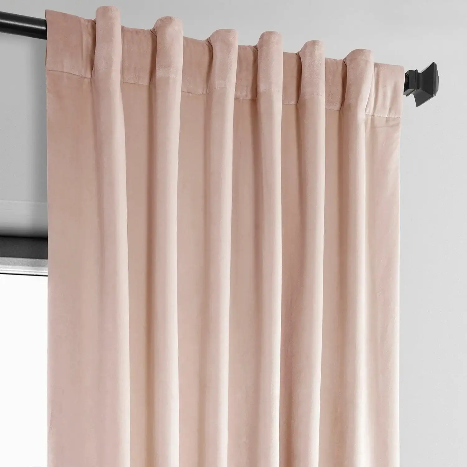 Light Pink Heritage Plush Velvet Room Darkening Curtain - Image 3