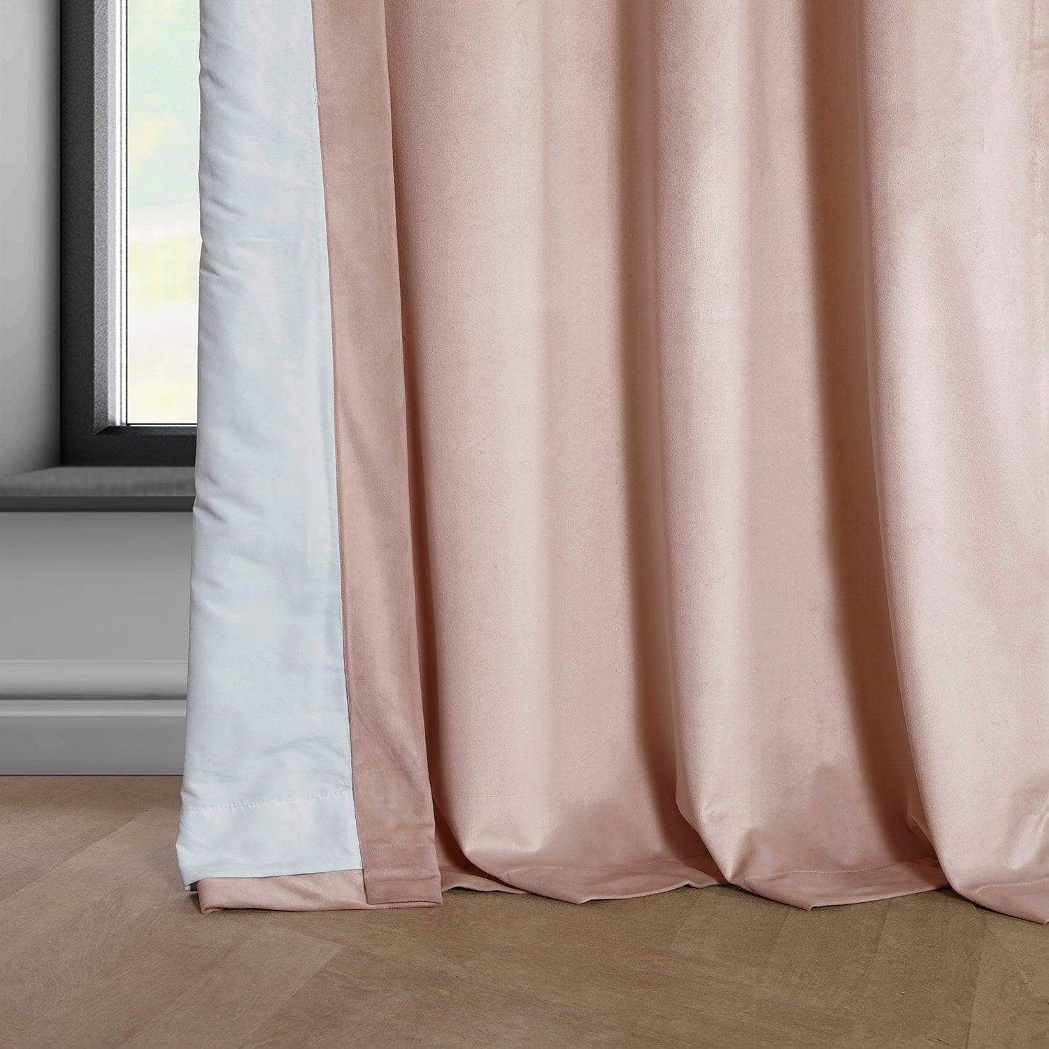 Light Pink Heritage Plush Velvet Room Darkening Curtain - Image 5