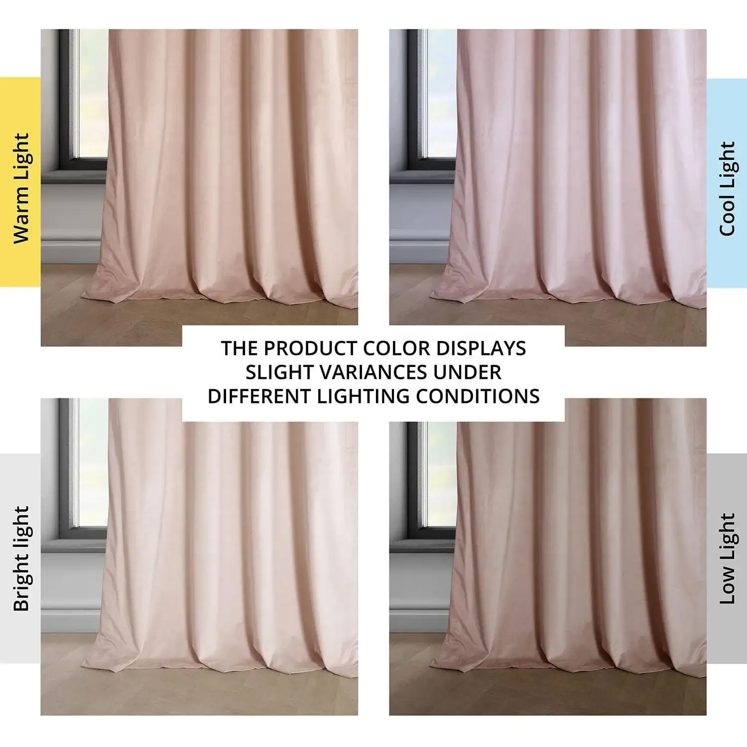 Light Pink Heritage Plush Velvet Room Darkening Curtain - Image 6