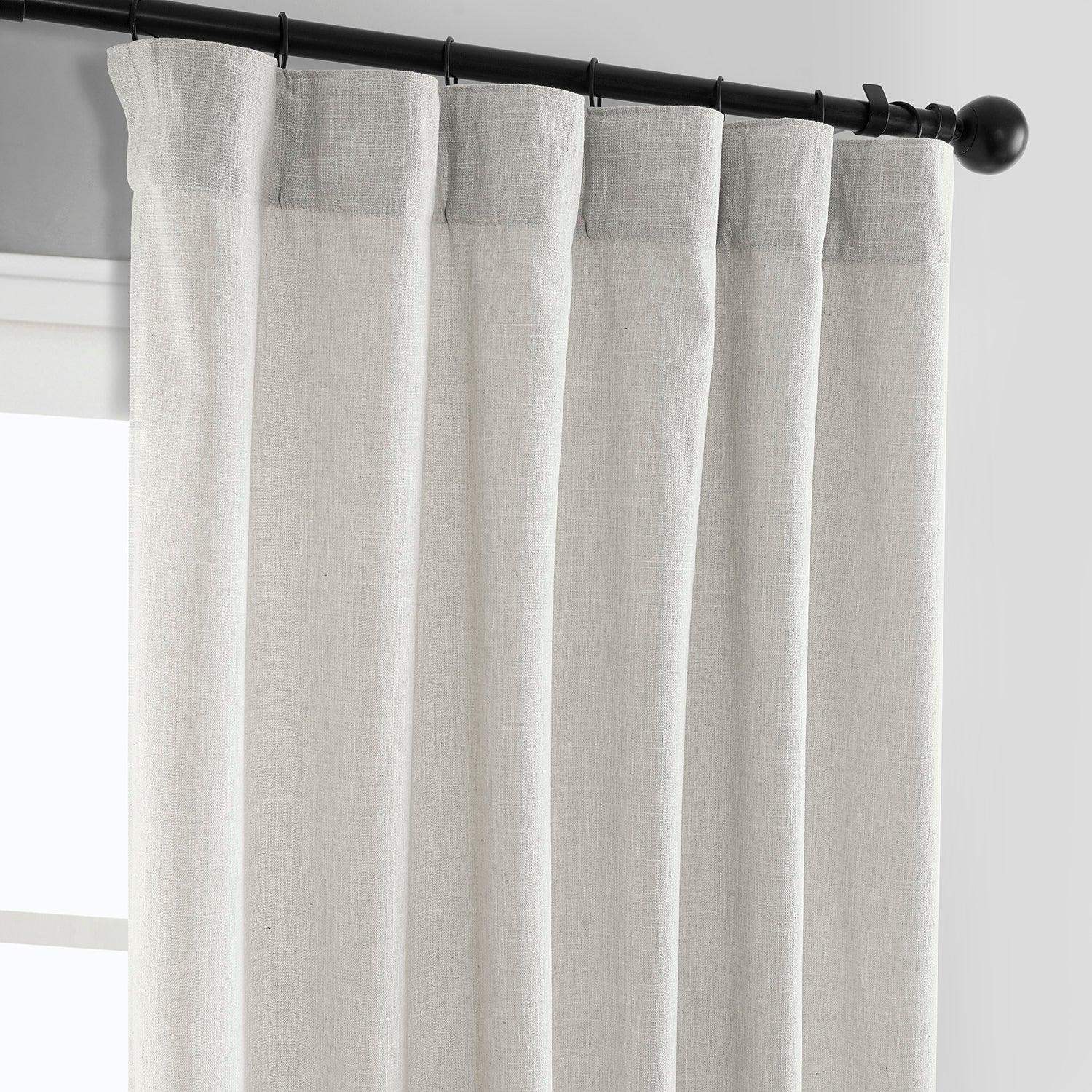 Light Sand Simply Faux Linen Semi-Sheer Curtain Pair (2 Panels) - Image 2