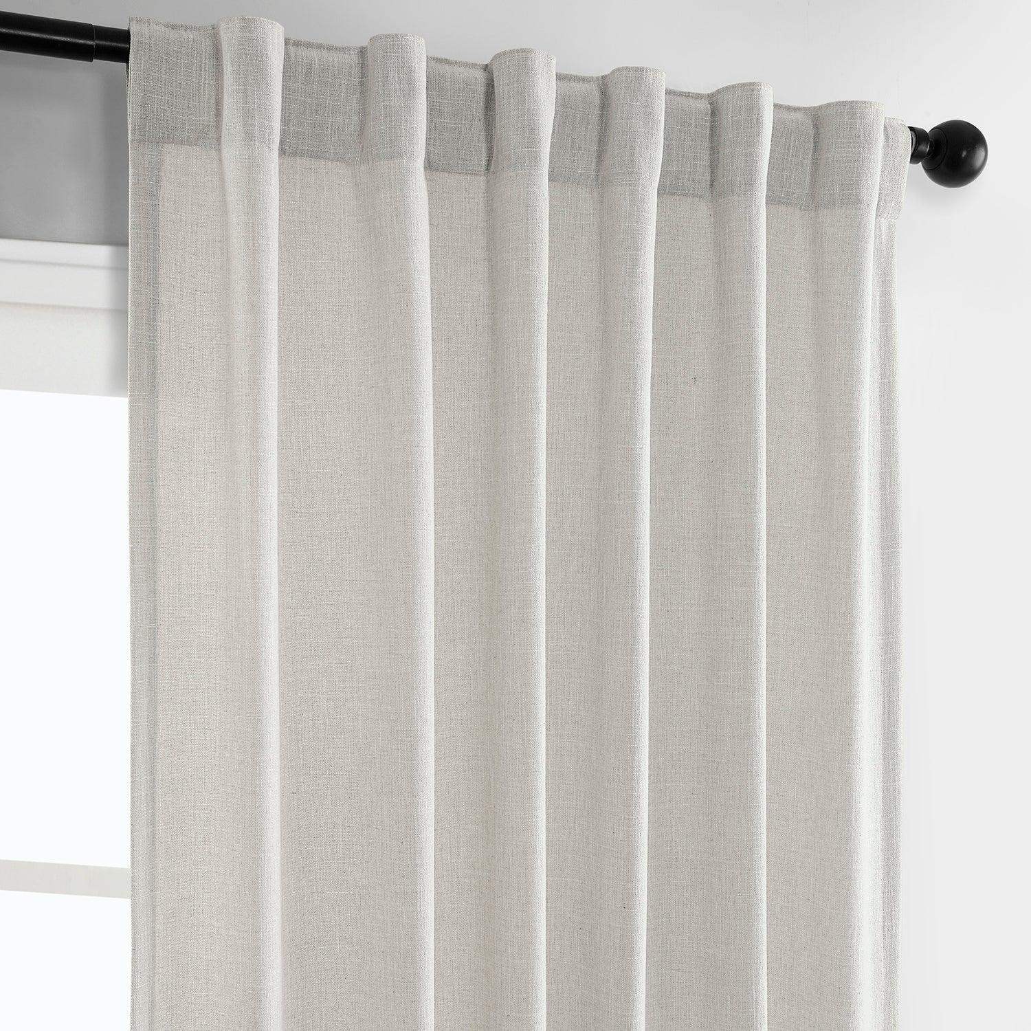 Light Sand Simply Faux Linen Semi-Sheer Curtain Pair (2 Panels) - Image 3