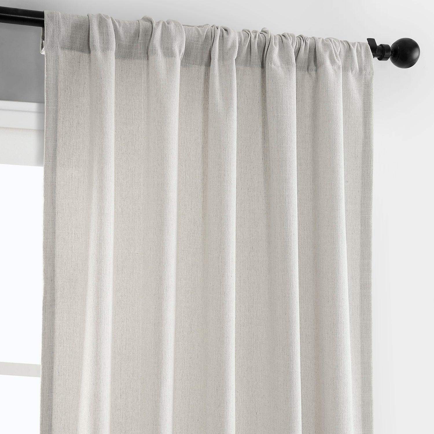Light Sand Simply Faux Linen Semi-Sheer Curtain Pair (2 Panels) - Image 4
