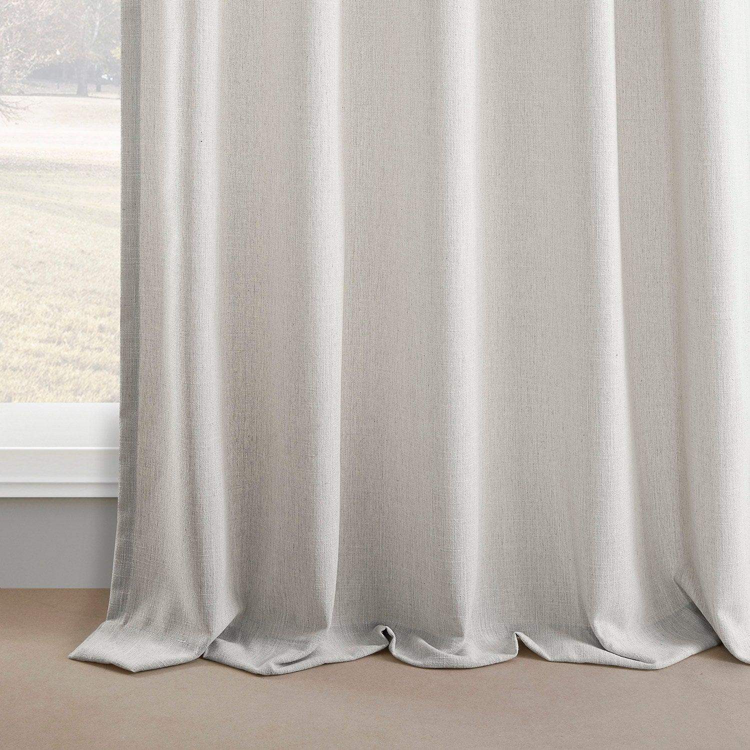 Light Sand Simply Faux Linen Semi-Sheer Curtain Pair (2 Panels) - Image 5