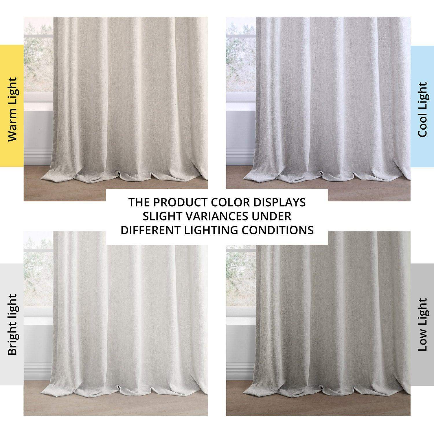 Light Sand Simply Faux Linen Semi-Sheer Curtain Pair (2 Panels) - Image 6