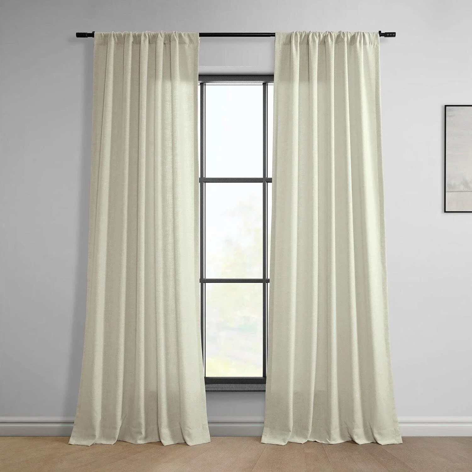 Light Tan Classic Faux Linen Semi-Sheer Curtain