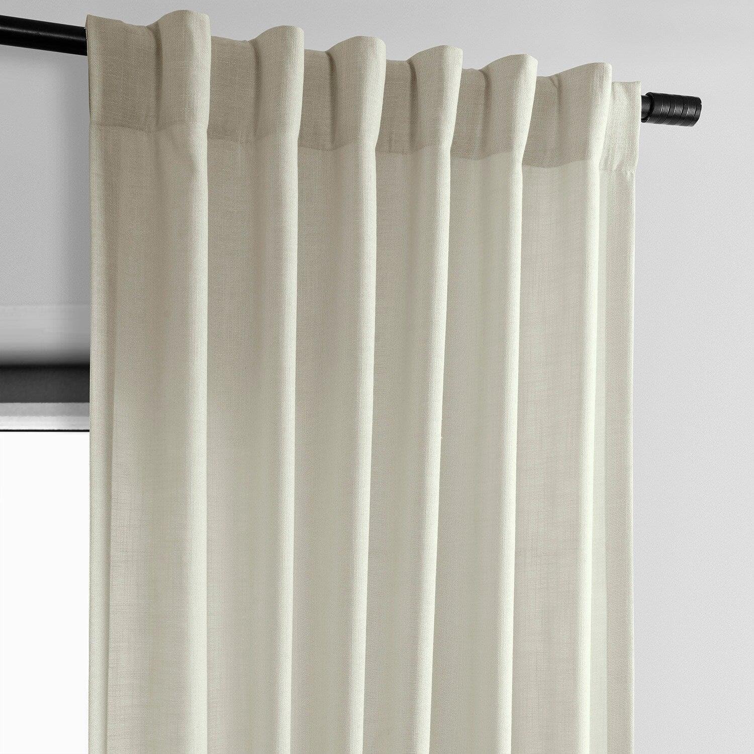 Light Tan Classic Faux Linen Semi-Sheer Curtain - Image 2