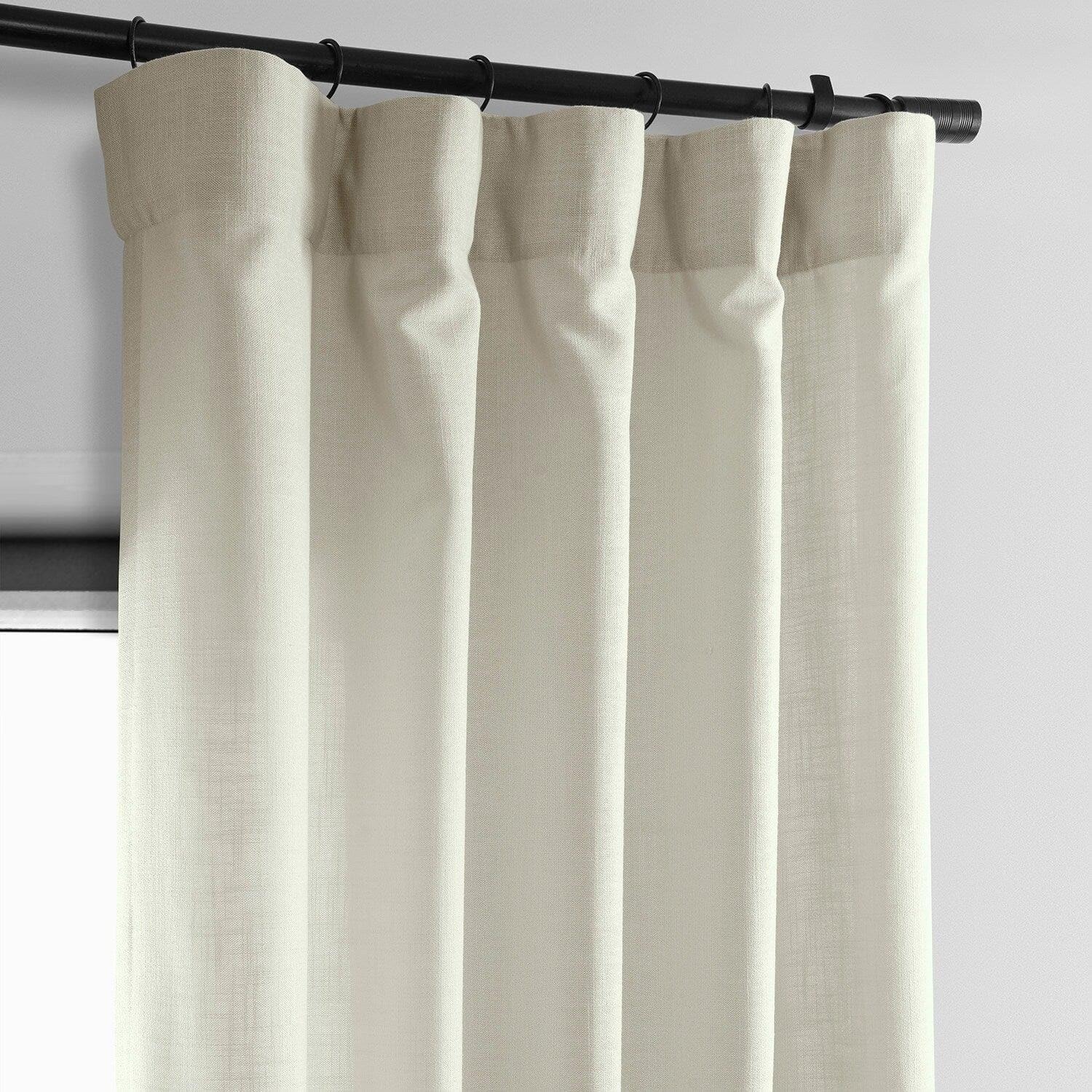 Light Tan Classic Faux Linen Semi-Sheer Curtain - Image 3