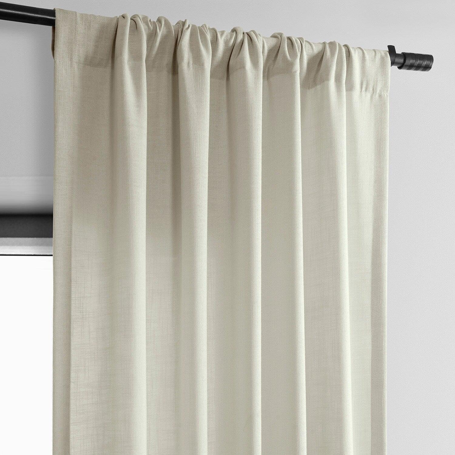Light Tan Classic Faux Linen Semi-Sheer Curtain - Image 4