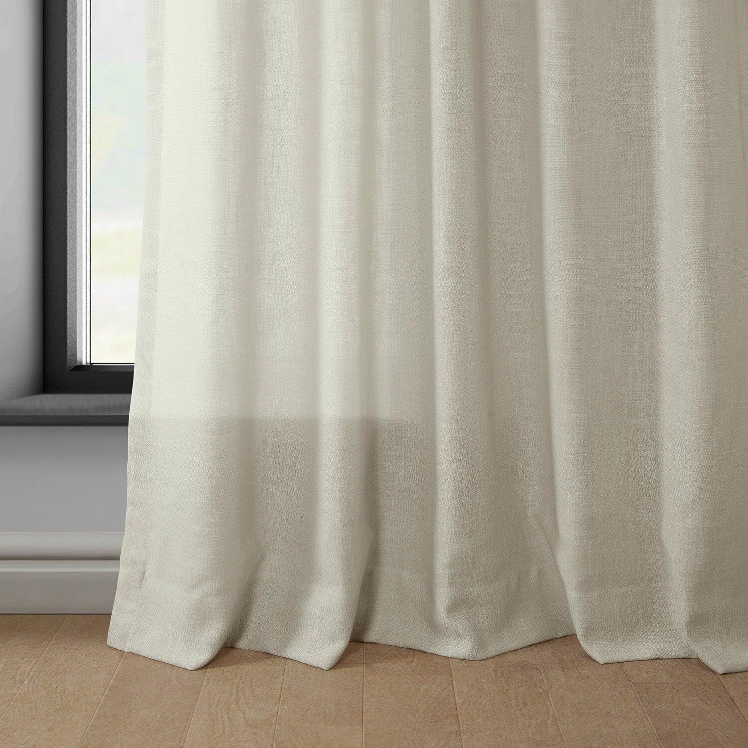 Light Tan Classic Faux Linen Semi-Sheer Curtain - Image 5