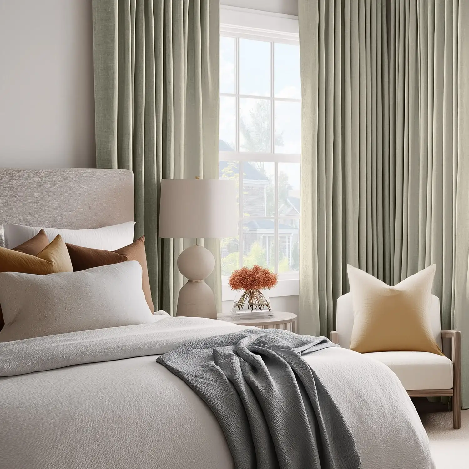 Light Taupe Classic Faux Linen Custom Curtain