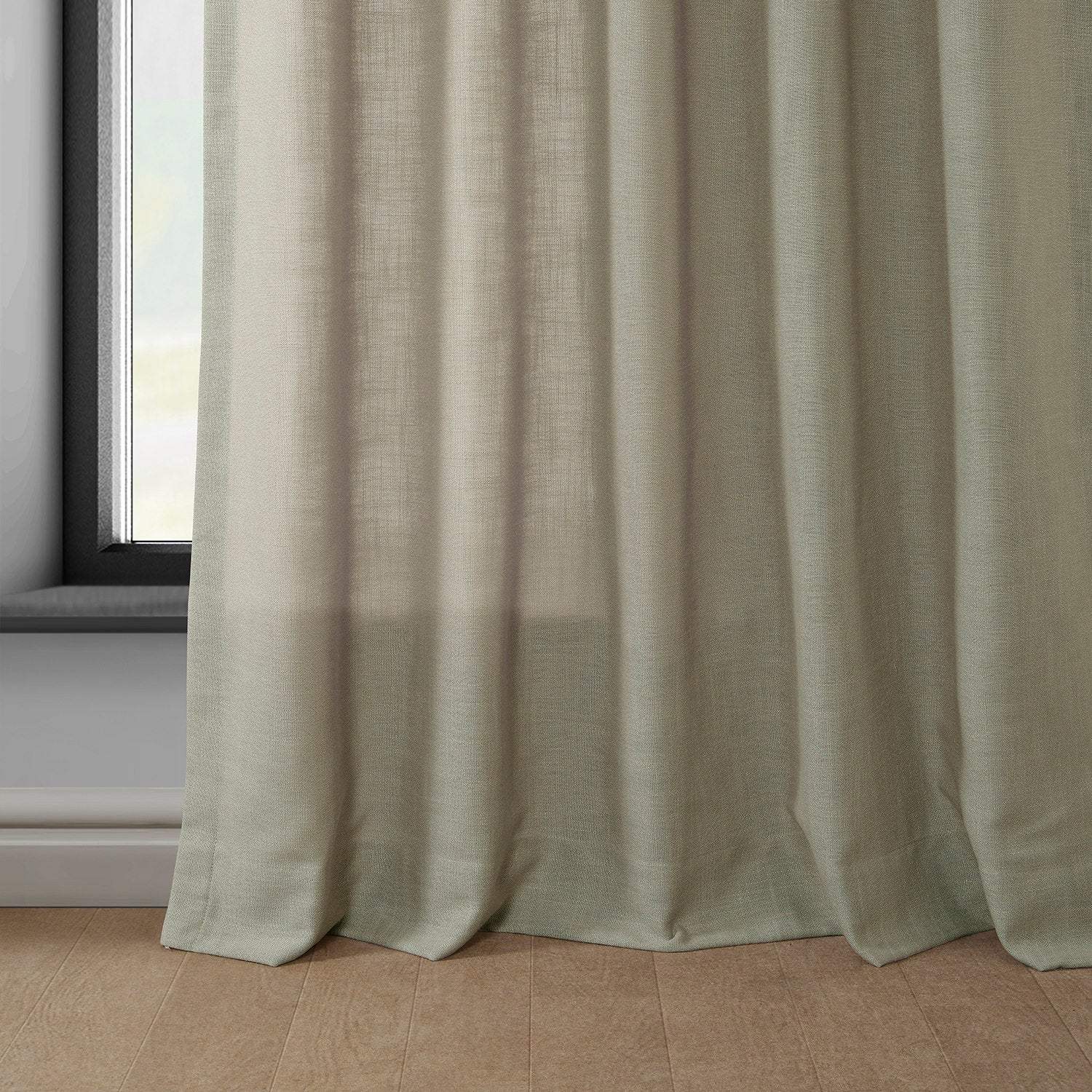 Light Taupe Classic Faux Linen Custom Curtain - Image 3