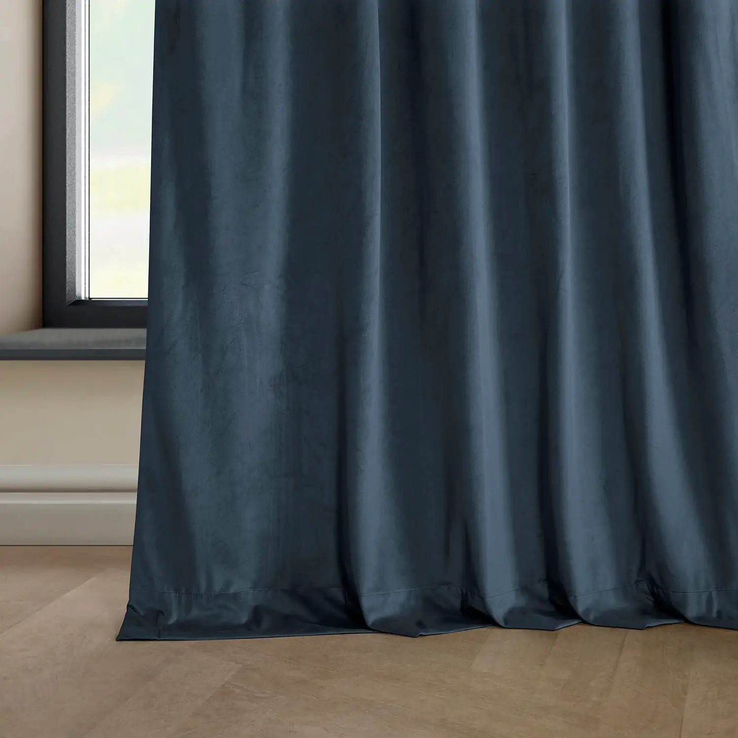 London Blue Heritage Plush Velvet Custom Curtain - Image 3